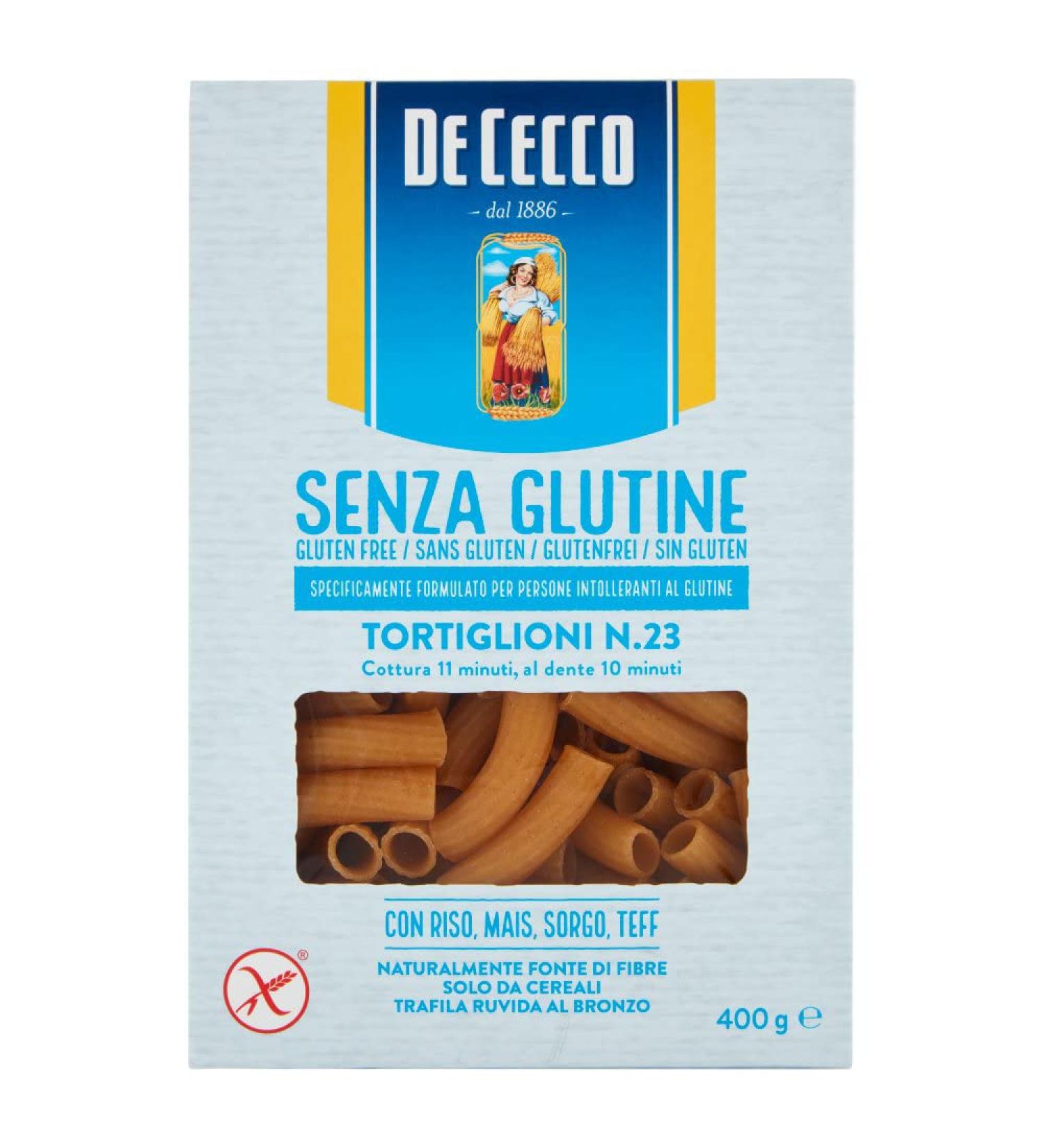  Italian Gourmet E.R. De Cecco Gluten-Free Tortiglioni N 23 Set of 5 Gluten-Free Pasta 400 g + Gourmet Italian Pulp 400 g - Buy Online on GoSupps.com