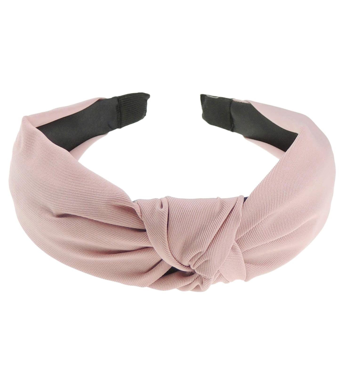 Girls Small Head Ladies Draped Canvas Look Knot Headband Alice Band (Dusky Pink)