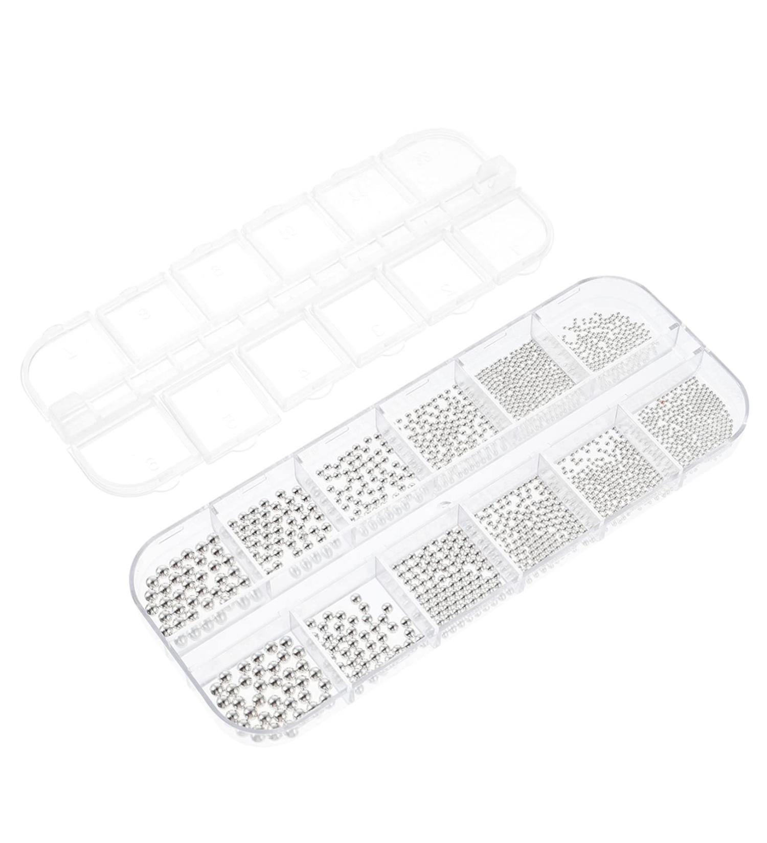 FRCOLOR 1 Box nail drill Metal Nail Tips Metal Steel Studs for Nail Metal Mini Nail Ball Beads Nail Studs Beads Caviar Mini Beads Metal Micro Nail Beads steel ball applique charm 3d 13X5X1cm Silver - Buy Online on GoSupps.com