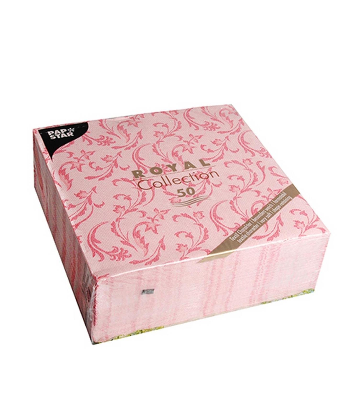 Papstar 50 napkins "ROYAL Collection" 1/4 fold 40 cm x 40 cm red "Damascato" #84998 Red 7.8 x 20 x 20 cm