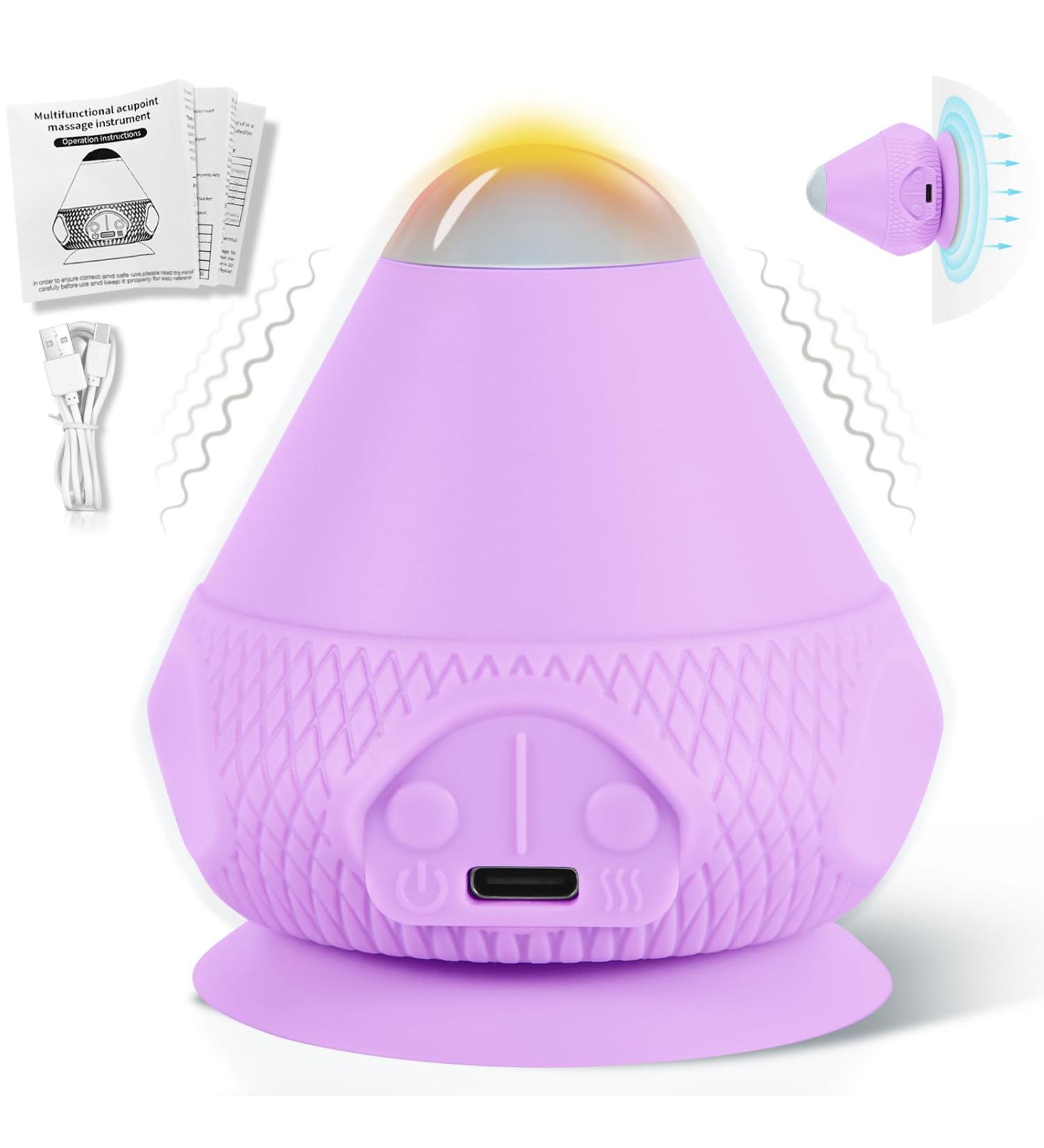 Yosemy Electric Trigger Point Presser | Fascia Massage Ball with Suction Cup & Heat for Muscle Pain Relief - Neck Shoulder Back (Purple) - Buy Online on GoSupps.com