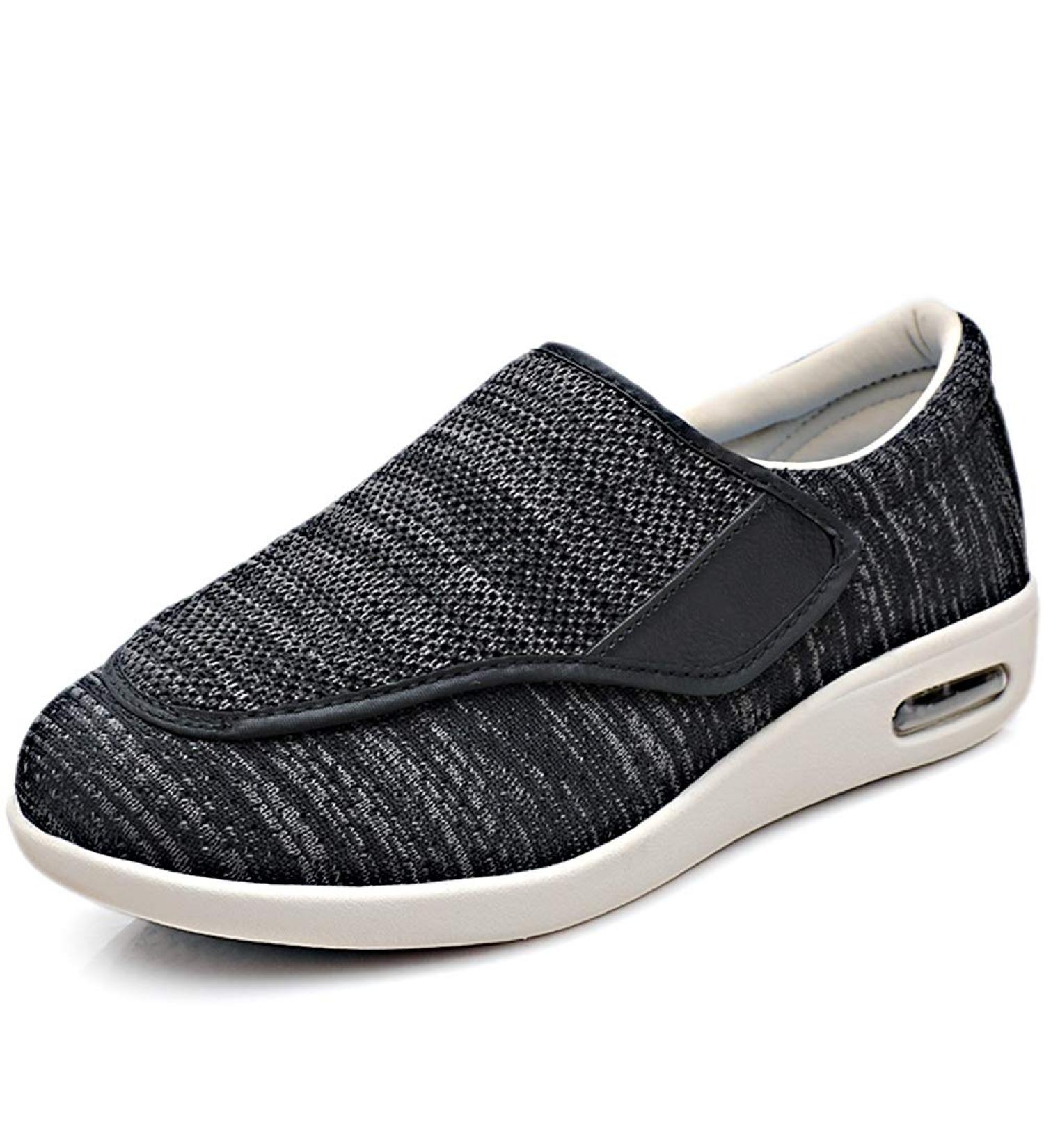 Men's Diabetic Slip-On Orthopedic Shoes with Memory Foam Insoles | Wide Width Slippers for Seniors | Pain Relief & Adjustable | Lightweight & Easy to Wear | Size 12 Wide, Black Gray - Buy Online on GoSupps.com