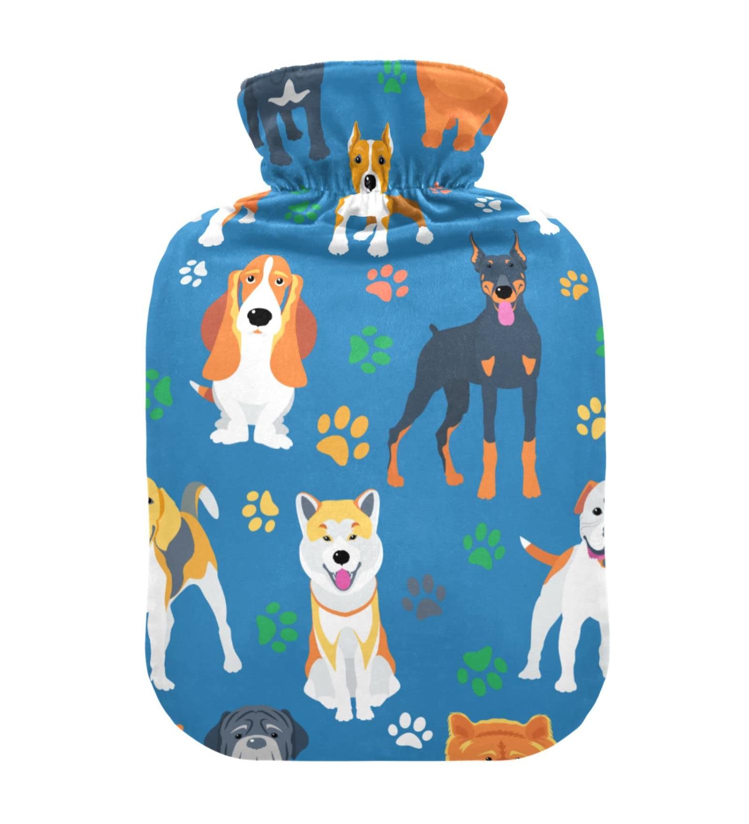 Hot Water Bottles with Dog Cover - 2L Pain Relief Bags for Pregnant Women & Bed Warmer - Buy Online on GoSupps.com