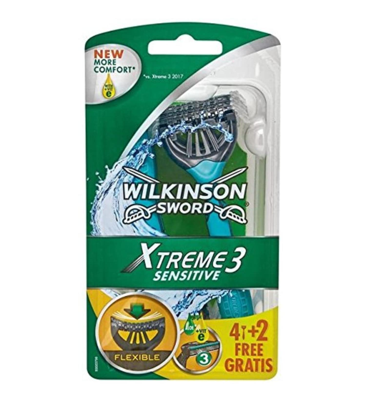 Wilkinson Sword Xtreme 3 Sensitive Disposable Razors - Pack of 6 | Comfortable & Smooth Shaving for Sensitive Skin - Buy Online on GoSupps.com