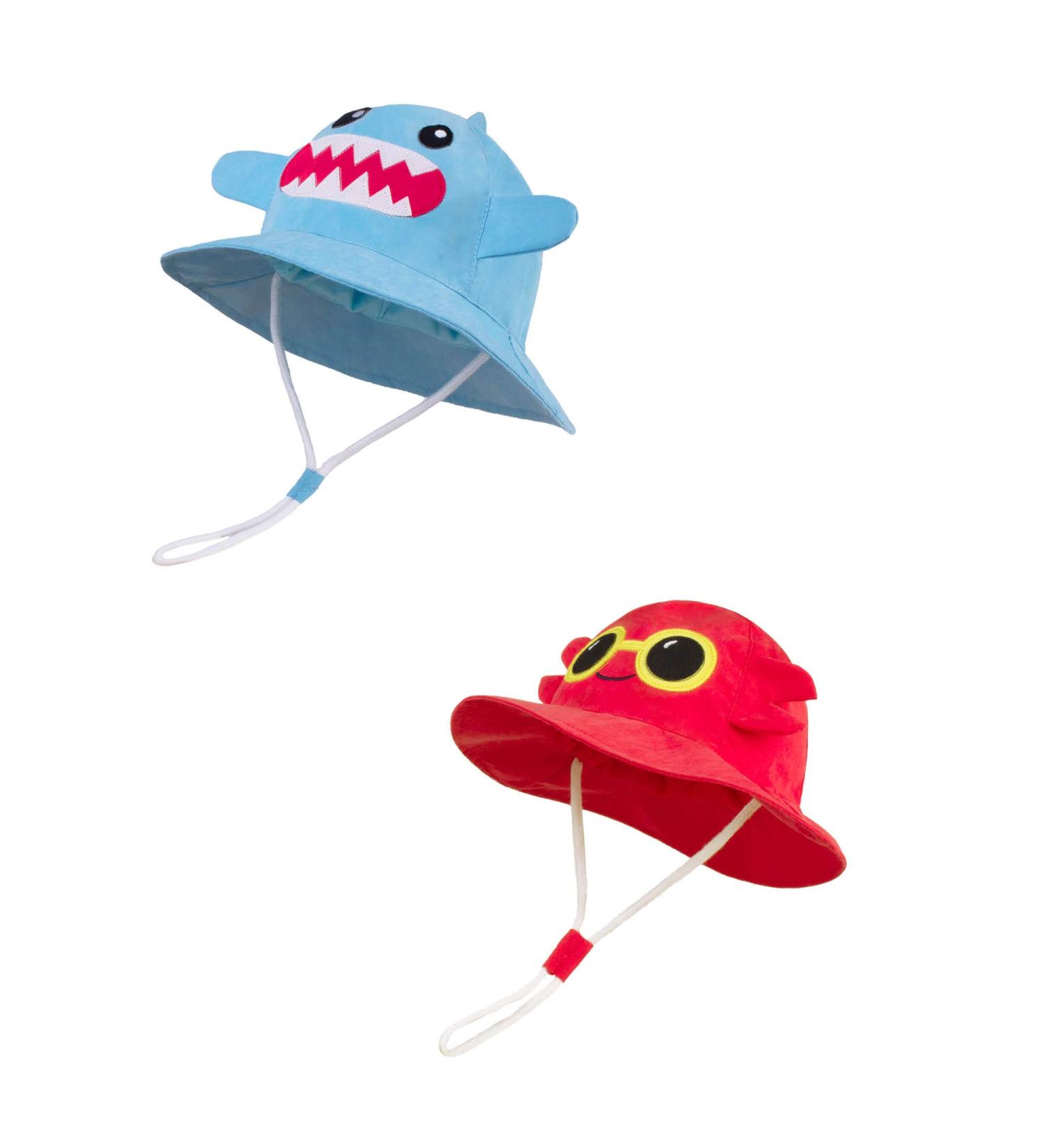 LANGZHEN Beach Sun Protection Hat for Baby Girls 2-4 Years | Wide Brim Toddler Kids Play Hat with Chin Strap | Shark-crab Design - Buy Online on GoSupps.com