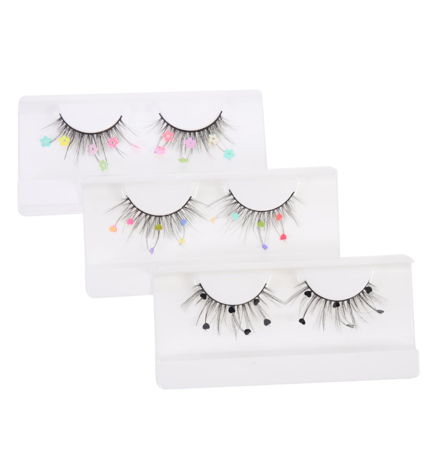 Beavorty 3 Pairs sequin false eyelashes pride outfit cosplay lashes color lashes fake lashes natural colored eyelashes pride makeup colored lashes flower stickers girl Miss Imitation - Buy Online on GoSupps.com