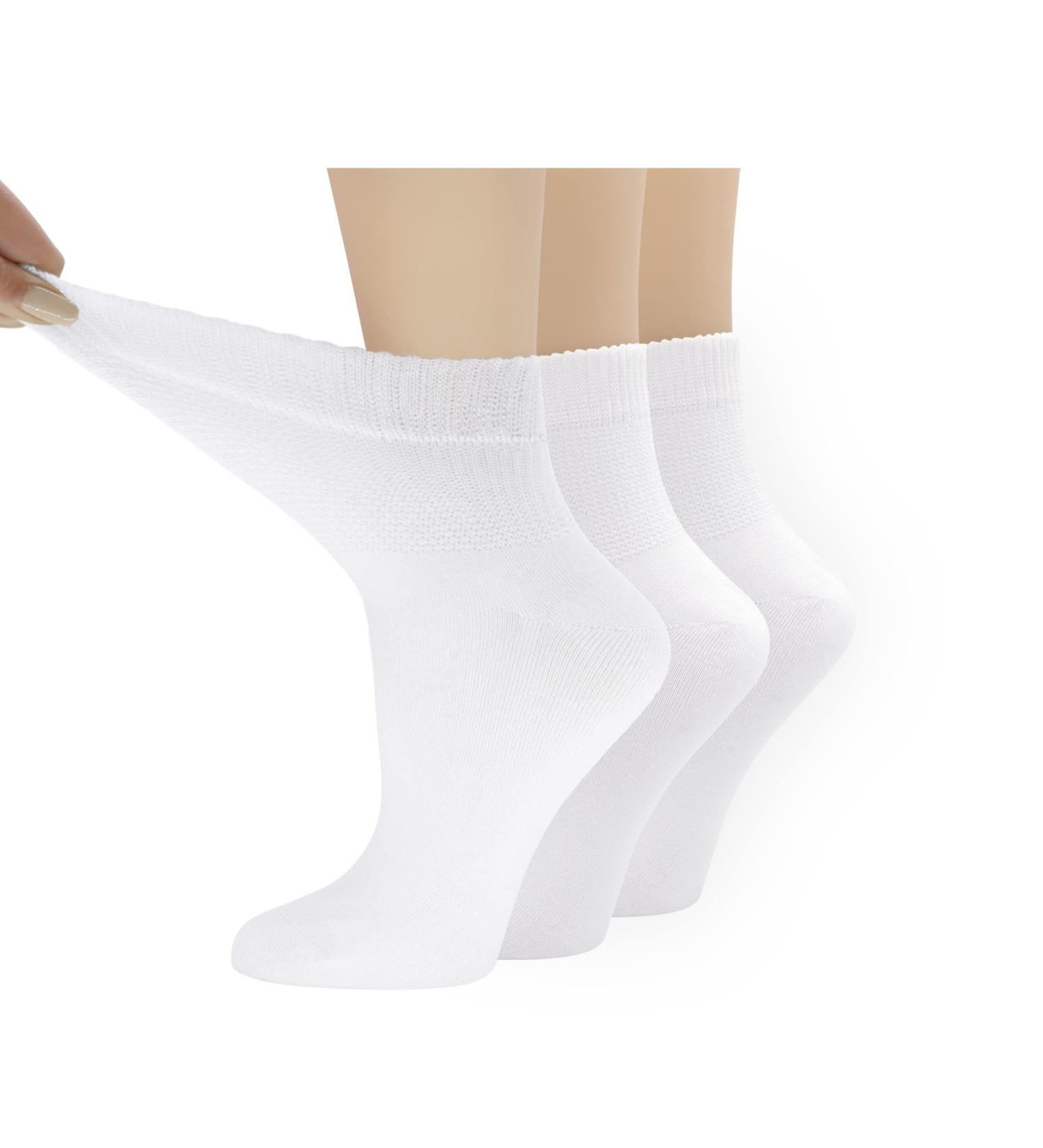 PERSOON Extra Soft Women Bamboo Non-Binding Ankle Socks 3 Pair - White | Seamless Toe, Diabetic Friendly, Wide & Stretchy Fit - Buy Online on GoSupps.com