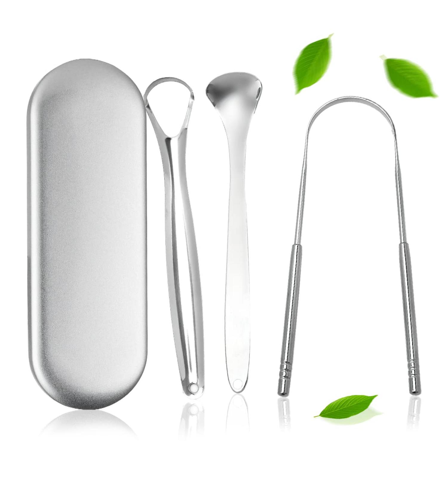 Buy Xixiran Stainless Steel Tongue Scraper Set - 3 Metal Cleaners for Adults | Best Tongue Brush for Oral Hygiene - Buy Online on GoSupps.com