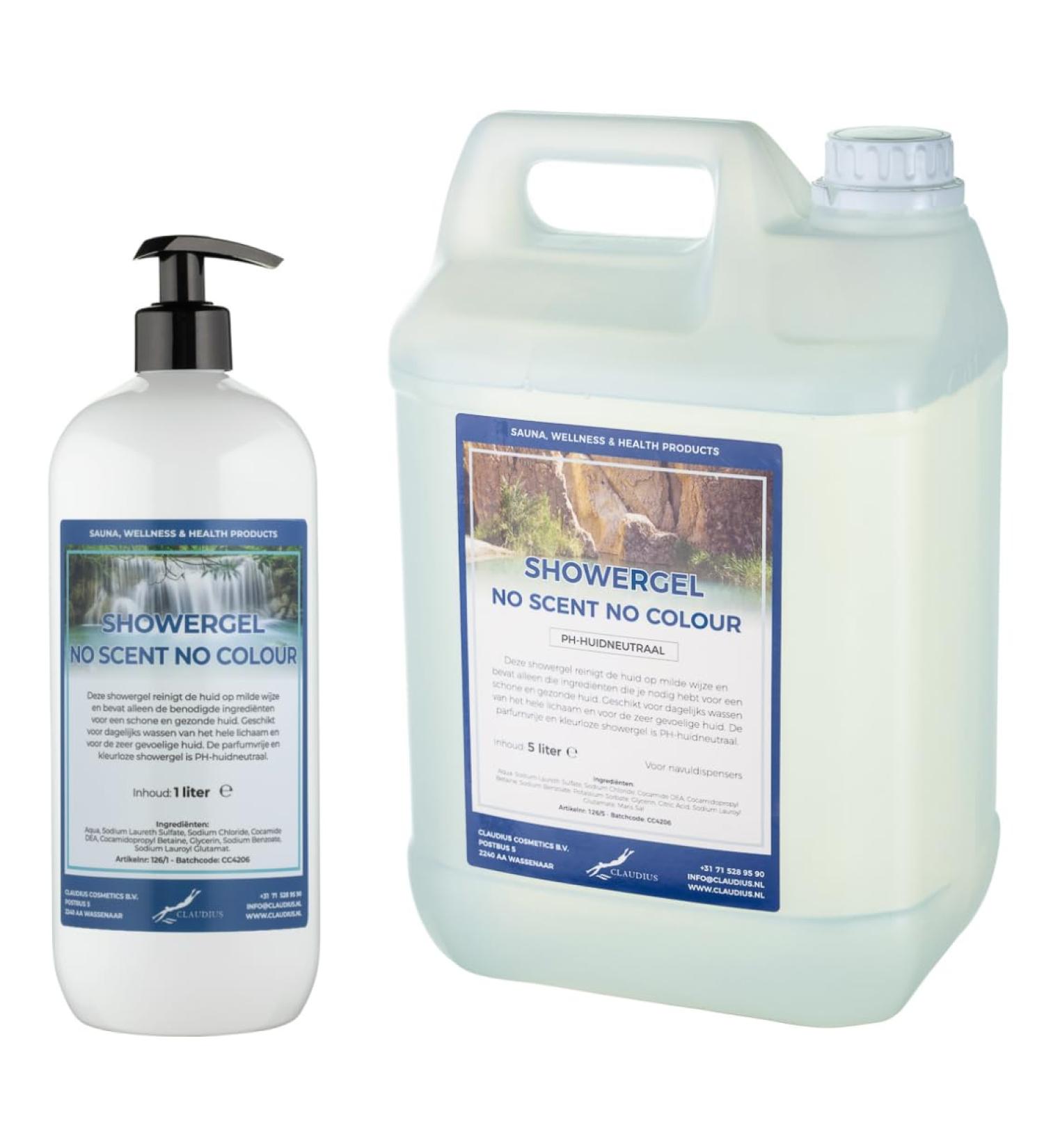 Claudius Showergel No Scent No Colour 5 liter + 1 liter met pomp wit