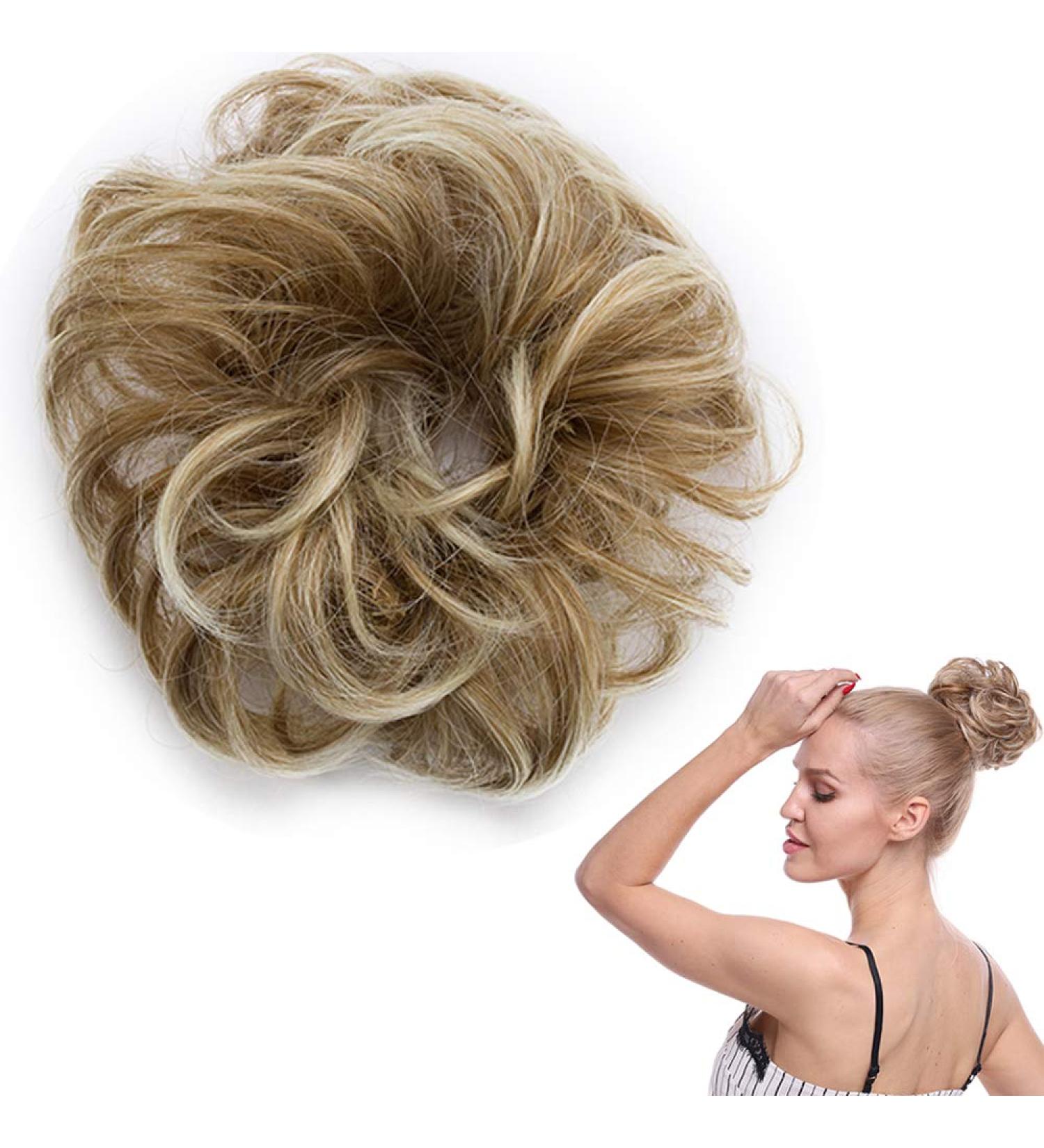 Messy Updo Scrunchie Hair Bun Extension Coffee Brown & Blonde Ponytail - Buy Online on GoSupps.com