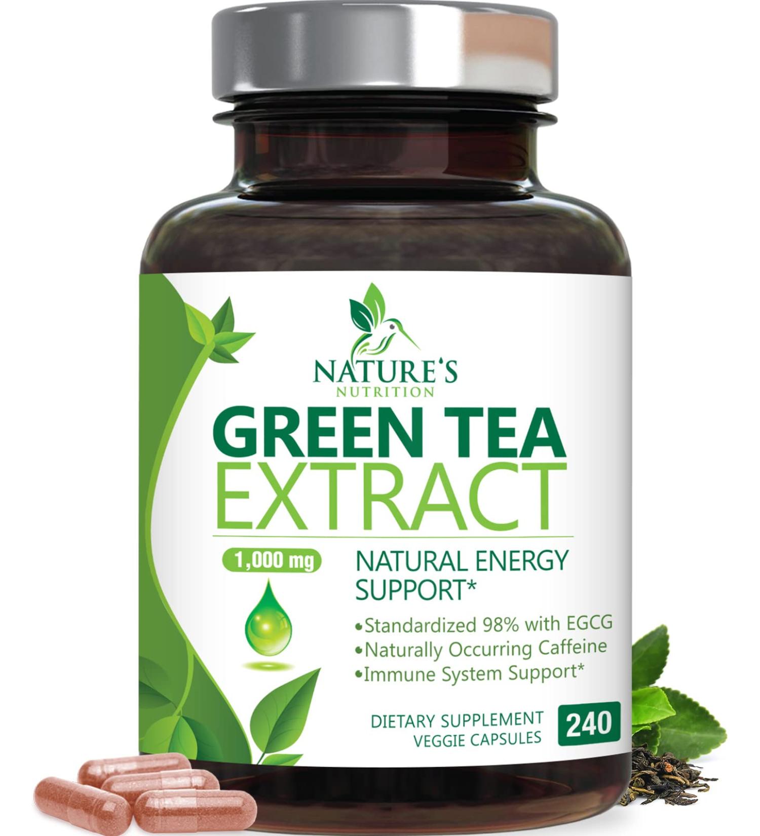 Green Tea Extract 98% Standardized EGCG - 3X Strength for Natural Energy & Heart Support - 240 Capsules - Buy Online on GoSupps.com