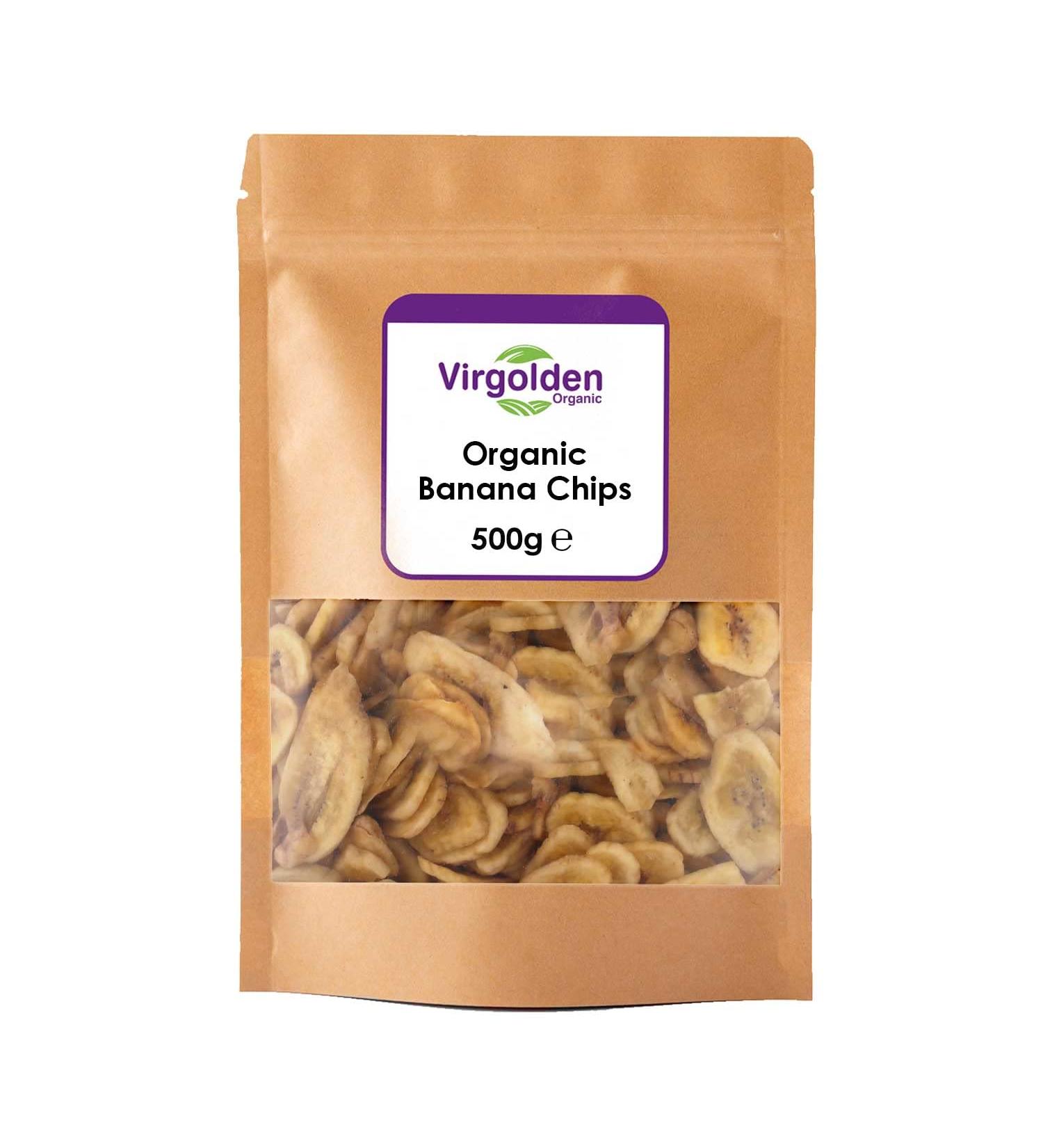 Organic Banana Chips 500g by Virgolden Organic - Buy Online on GoSupps.com