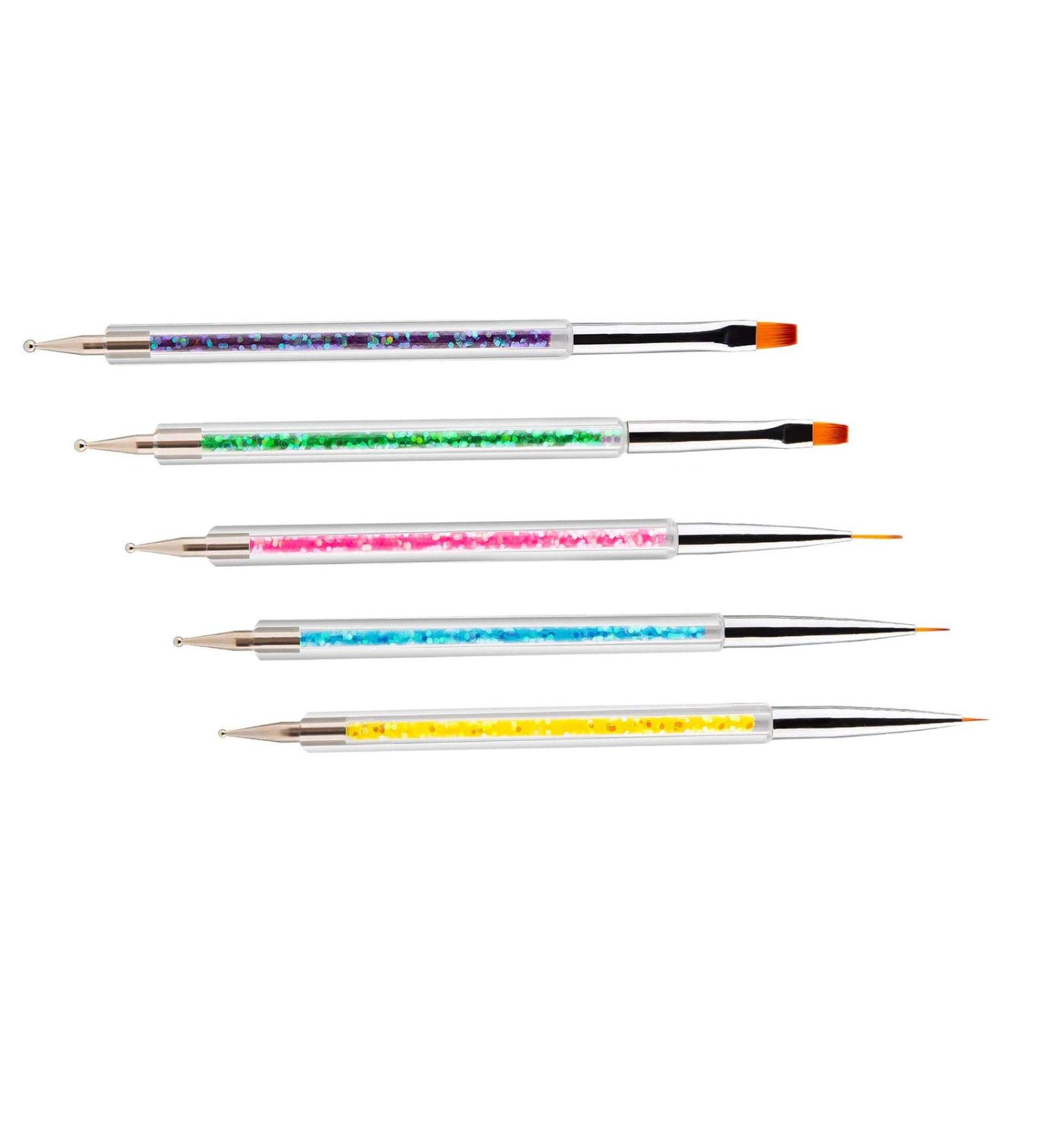5pcs Double Ended Nail Art Brush Set - Dotting Drawing & Painting Tools for Perfect Nail Designs | International Shipping - Buy Online on GoSupps.com
