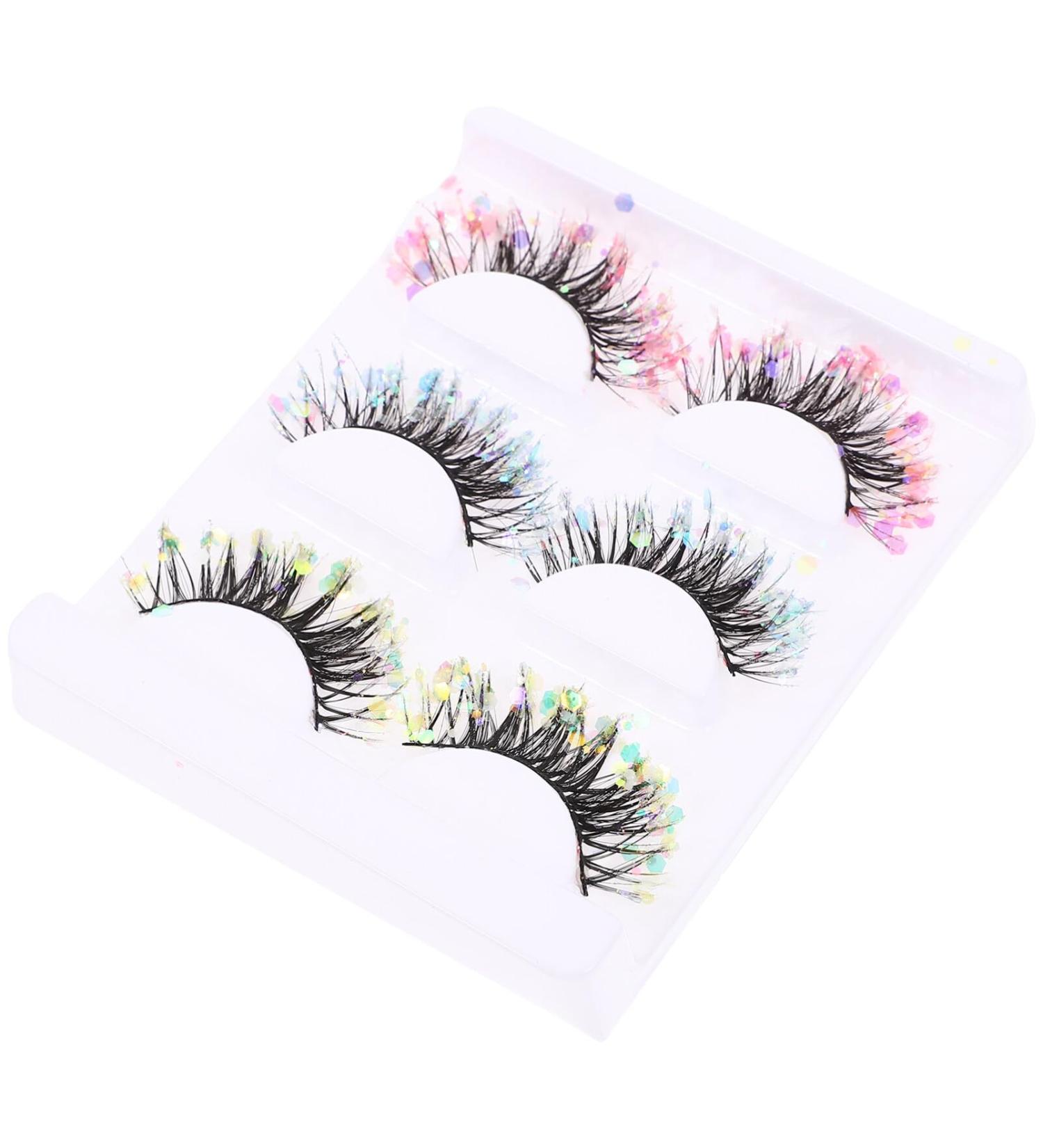 minkissy 3 Pairs Fake Eyelashes Fluffy Eyelashes Extensions Glitter Eyelashes Makeup Supplies for Women Girls - Buy Online on GoSupps.com