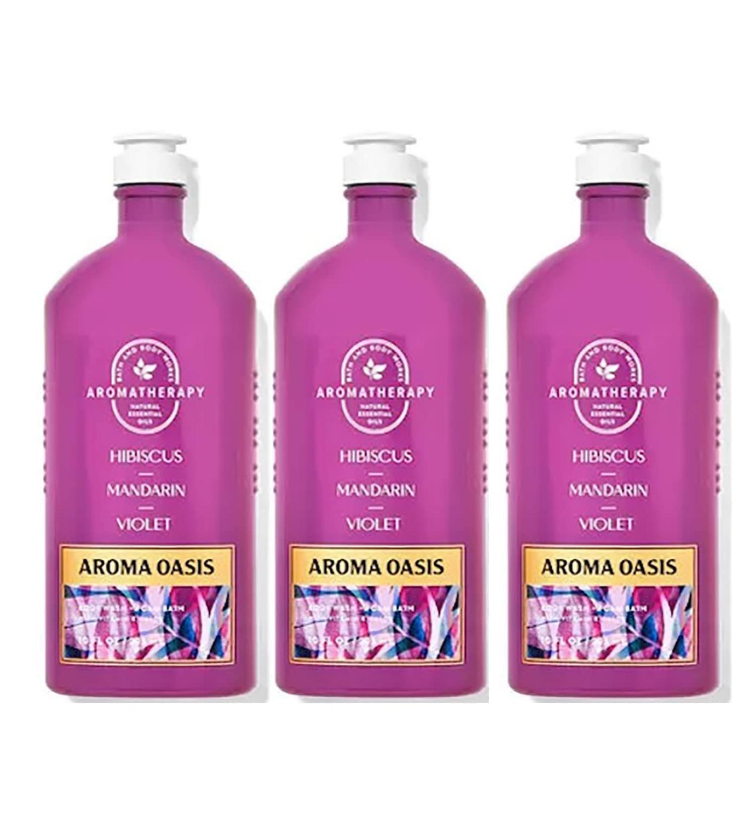 Bath & Body Works Aromatherapy Hibiscus Mandarin Violet Body Wash & Foam Bath Gift Sets 10 fl oz per Bottle (3 Pack) (Hibiscus Mandarin Violet)