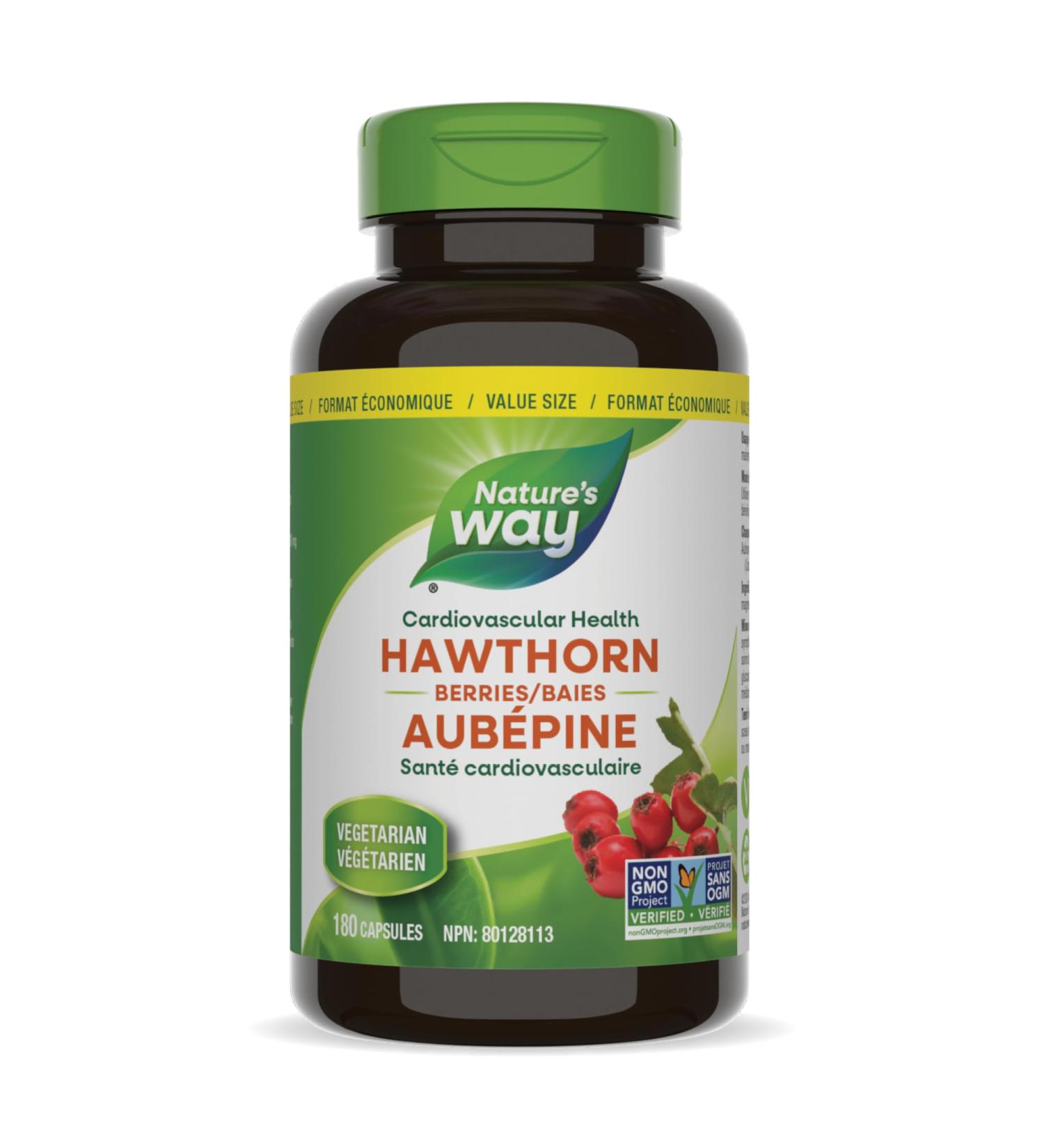 Nature's Way Hawthorn Berries Cardiovascular Health Support Heart Health - Premium Herbal Supplement - 180 Vegetarian Capsules Value Size 180 count (Pack of 1) - Buy Online on GoSupps.com