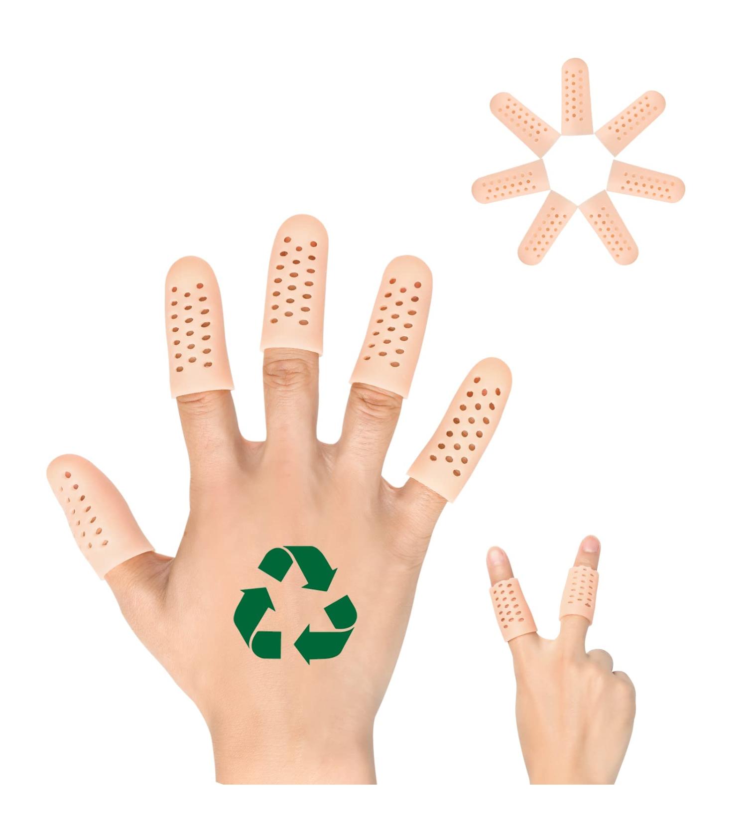 LATEX-FREE Gel Finger Cots (14 PCS) - Breathable Silicone Finger Protectors for Hand Eczema, Cracking, Arthritis, Trigger Finger - Buy Online on GoSupps.com