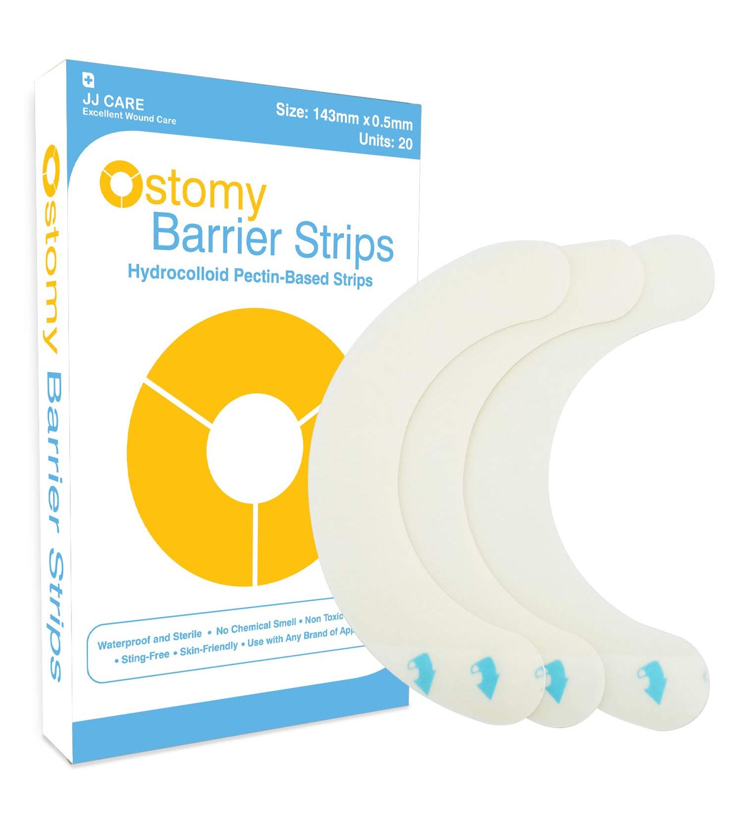 JJ CARE Ostomy Barrier Strips 20-Pack - Waterproof & Moldable Colostomy Bag Extenders - Latex-Free Hydrocolloid Skin Barrier Strips for Ostomy Supplies - Buy Online on GoSupps.com