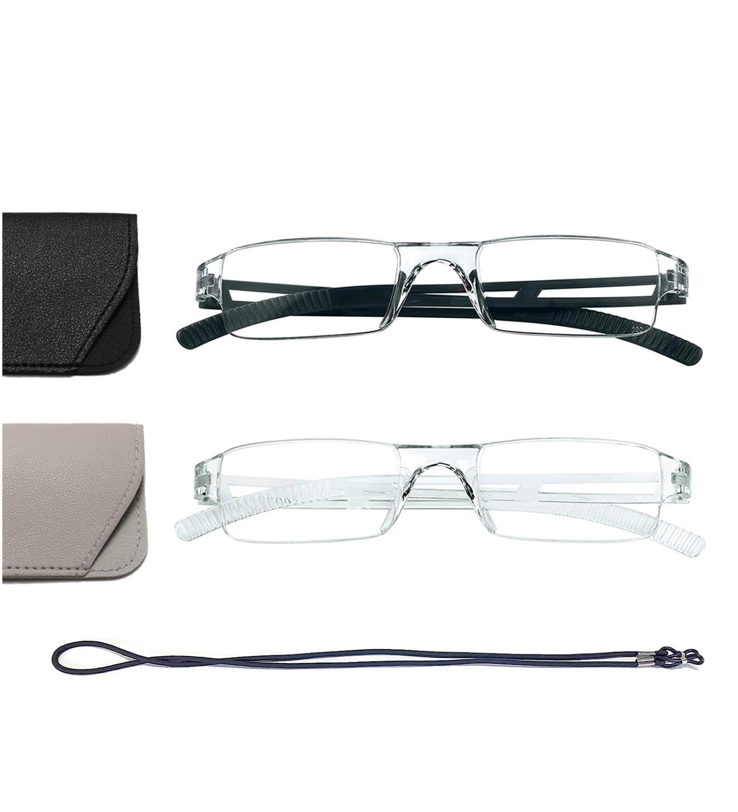 Hubeye 2 Pack Frameworkless Reading Glasses - Anti-Blue Light Lightweight & Convenient for Men & Women - 1.25 Diopters with Glasses Holster - Buy Online on GoSupps.com