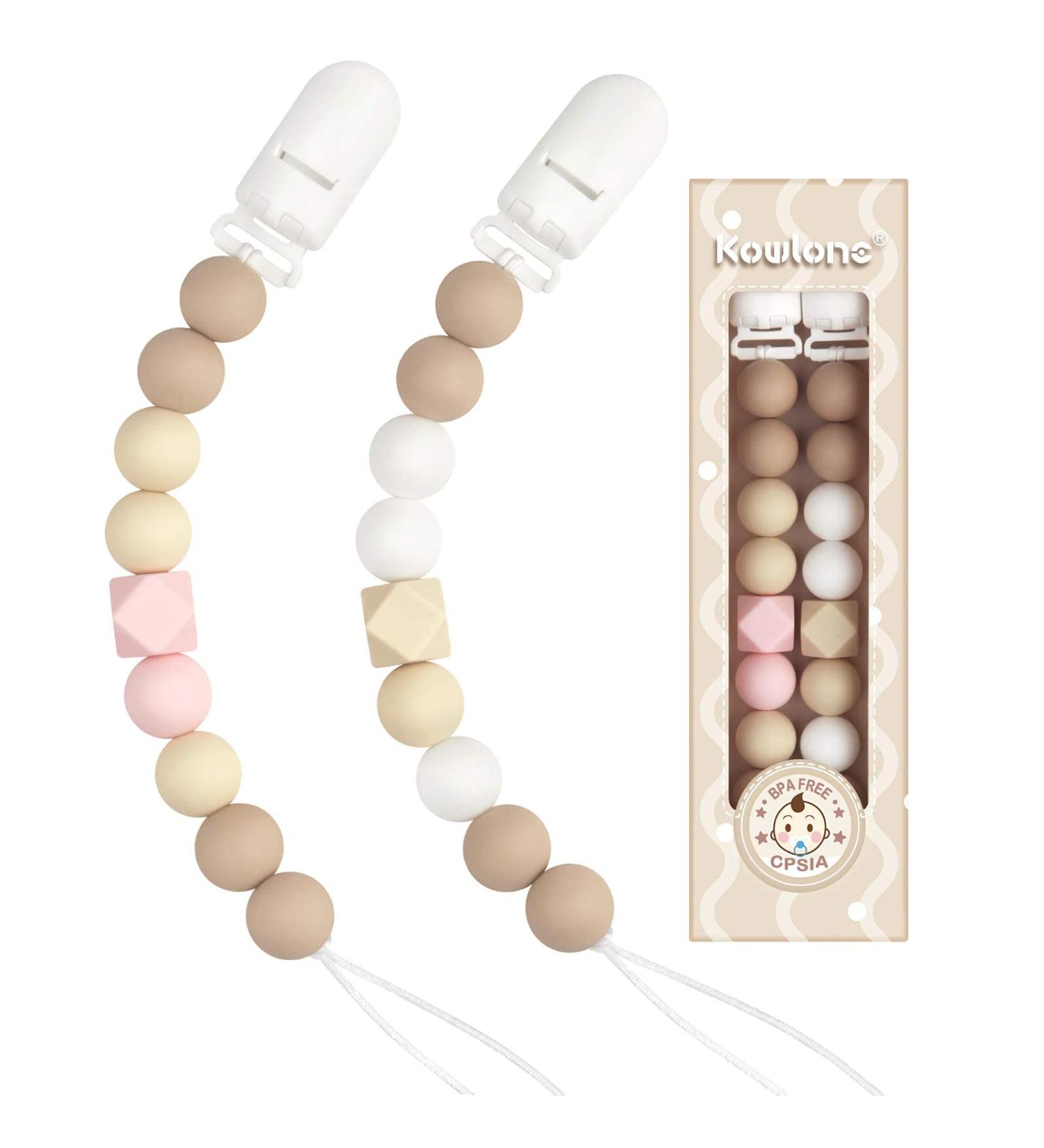 Kowlone Dummy Clips: Soother Pacifier Chain Holder for Boys & Girls - Unisex Newborn Dummies - Buy Online on GoSupps.com