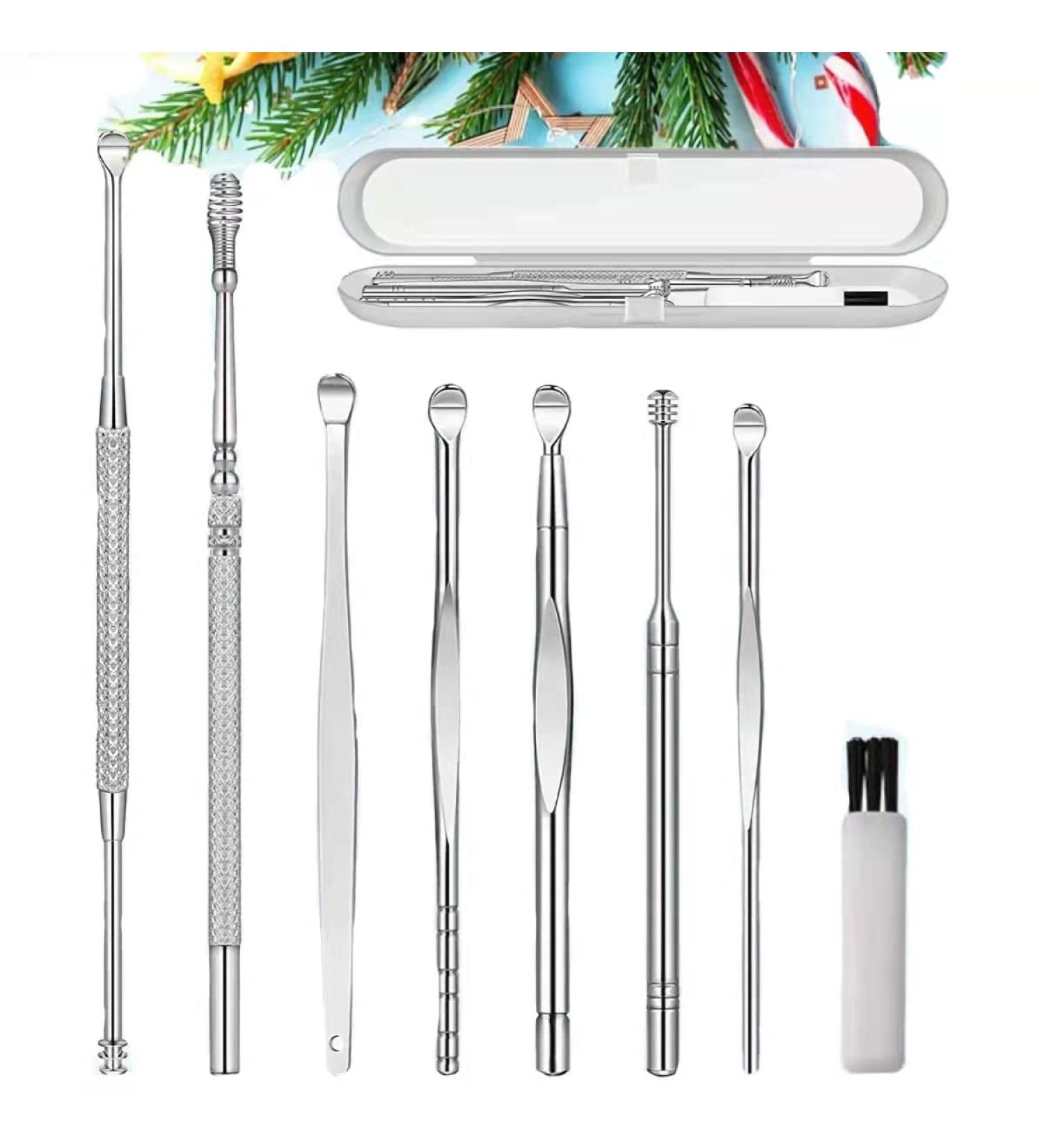 Stainless Steel Ear Pick & Curette Kit - 8 Pcs Earwax Removal Tools with Storage Box - Buy Online on GoSupps.com