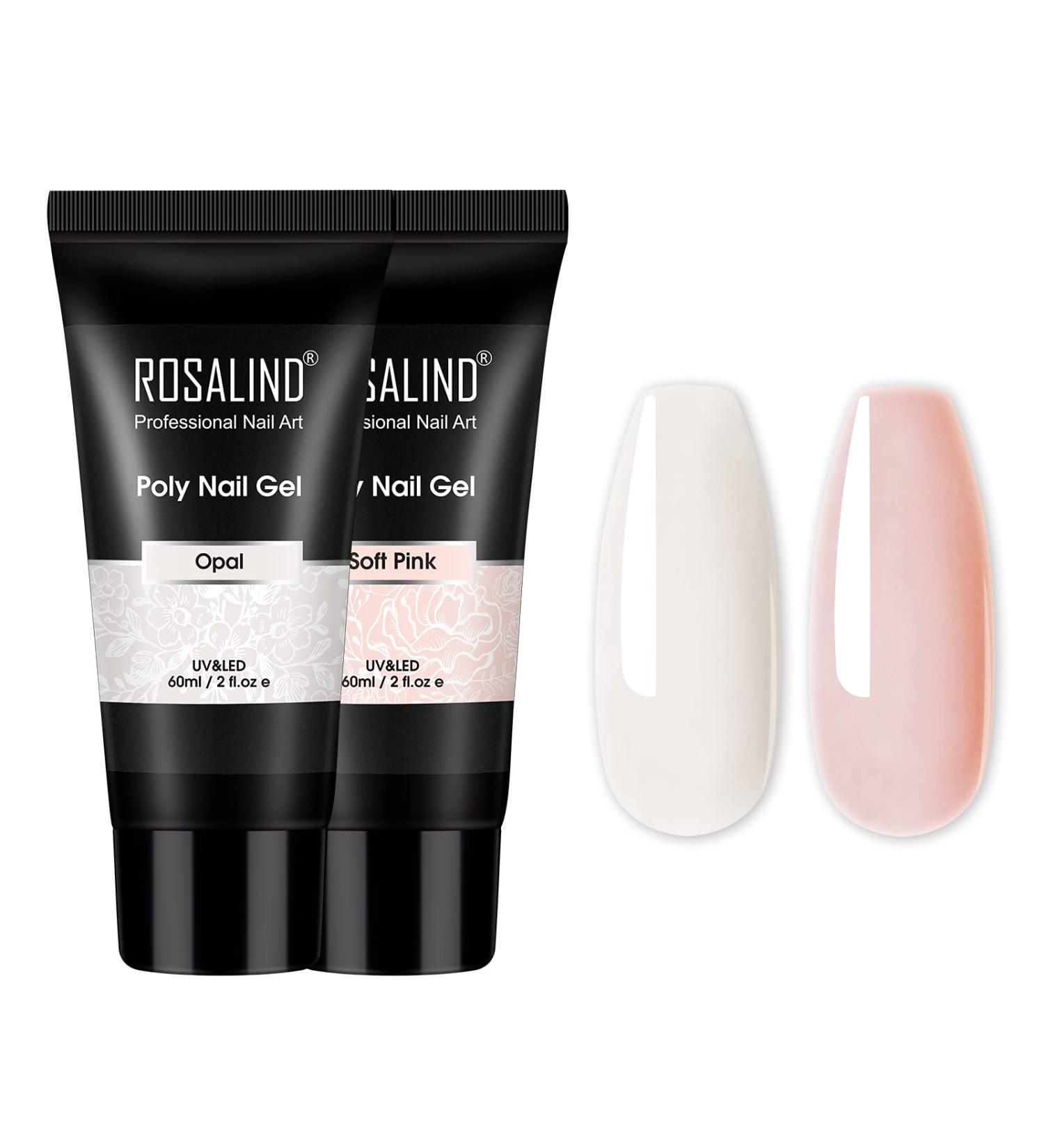 Buy Rosalind Poly Nail Gel - White & Pink Acrylic Nail Extension Set (60ml) | Quick Builder Gel for Nail Art | Perfect for Starters - Buy Online on GoSupps.com