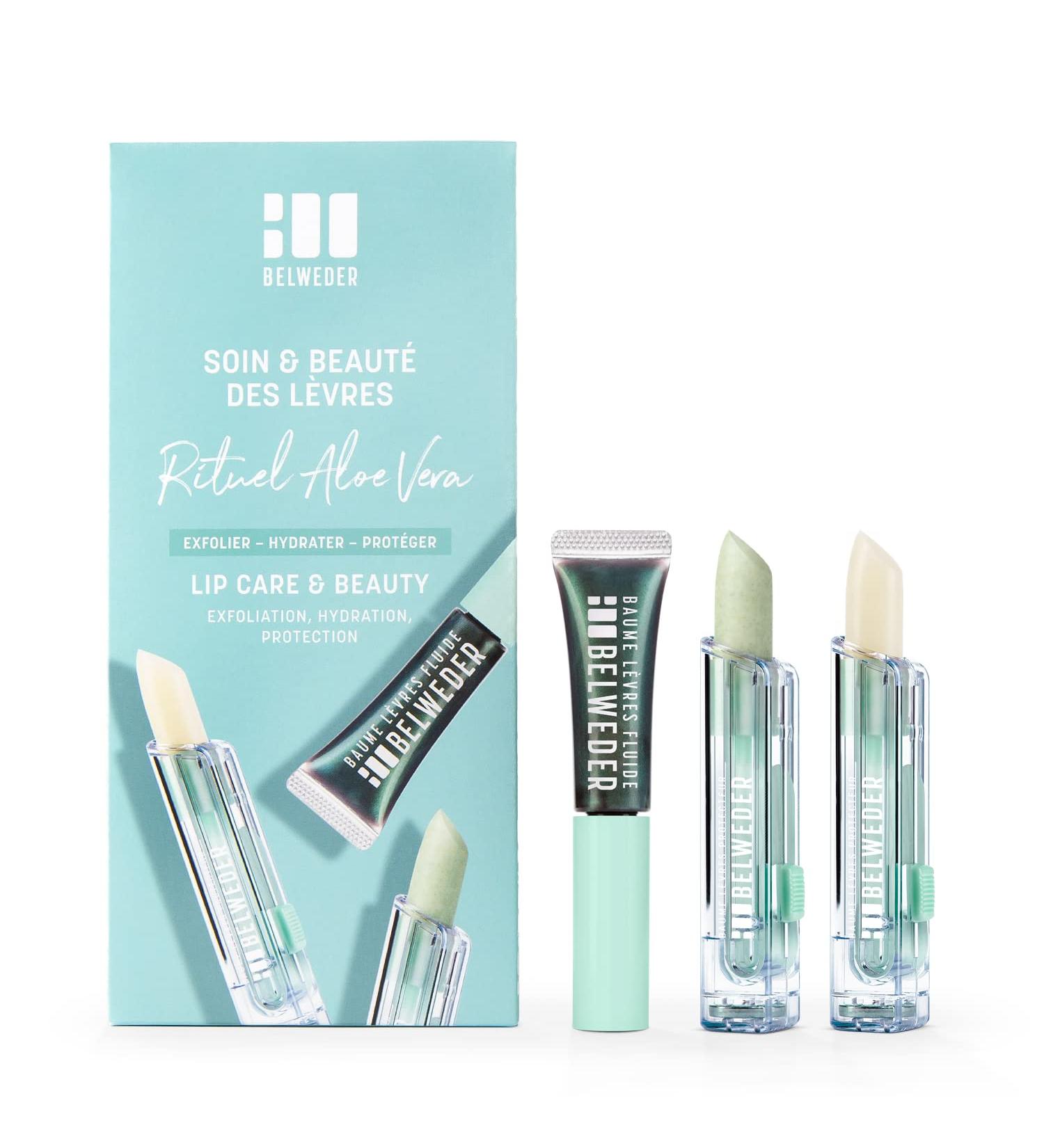 BELWEDER - Aloe Vera Ritual Beauty and Care Set - 2 Exfoliating and Nourishing Lip Balms + 1 Regenerating and Protective Fluid Balm - Buy Online on GoSupps.com