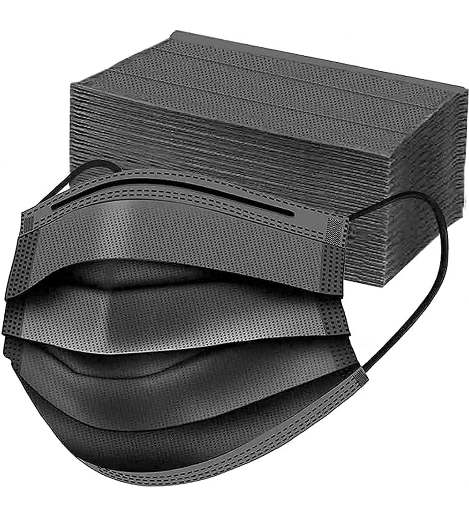 50PC Disposable Face Masks Black Outdoors Breathable 3-Ply Ear Loop Dust Waterproof mask for Women and Men - Buy Online on GoSupps.com