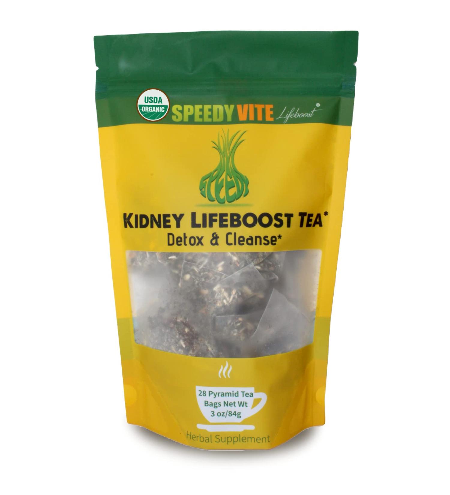 SpeedyVite Kidney Bladder LifeBoost Tea Bags - USDA Organic Herbal Supplement for Urinary Tract Health - Marshmallow Root, Dandelion Leaf, Goldenrod, Juniper, Hydrangea - Buy Online on GoSupps.com