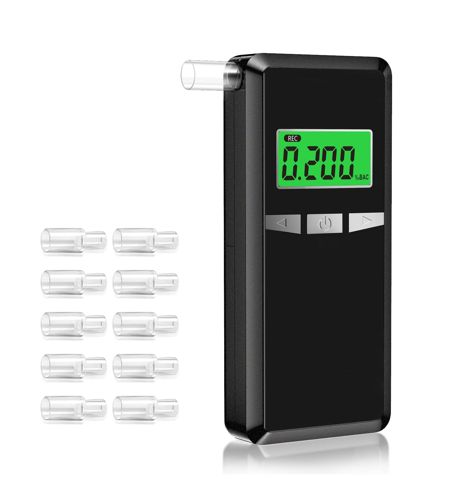 Breathalyzer 2022 Upgrade Professional-Grade Accuracy Alcohol Tester with Digital Blue LCD Display for Home or Party Use with 10 Mouthpieces - Buy Online on GoSupps.com
