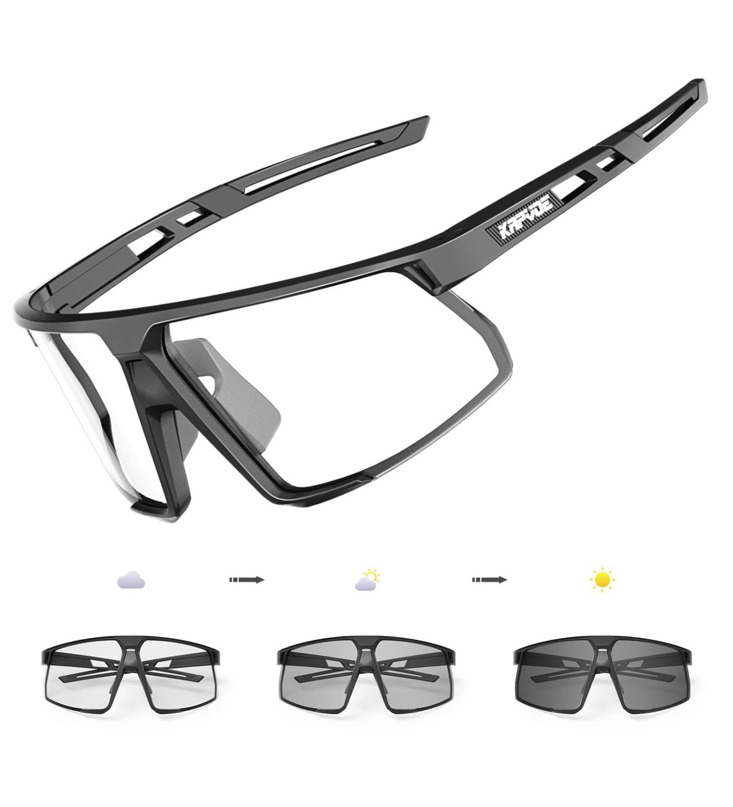 Kapvoe Photochromatic Self-Tinting Bicycle Glasses | UV400 Protection | Unisex TR90 Sports Sunglasses for Cycling MTB Running & Baseball - A01 Black - Buy Online on GoSupps.com