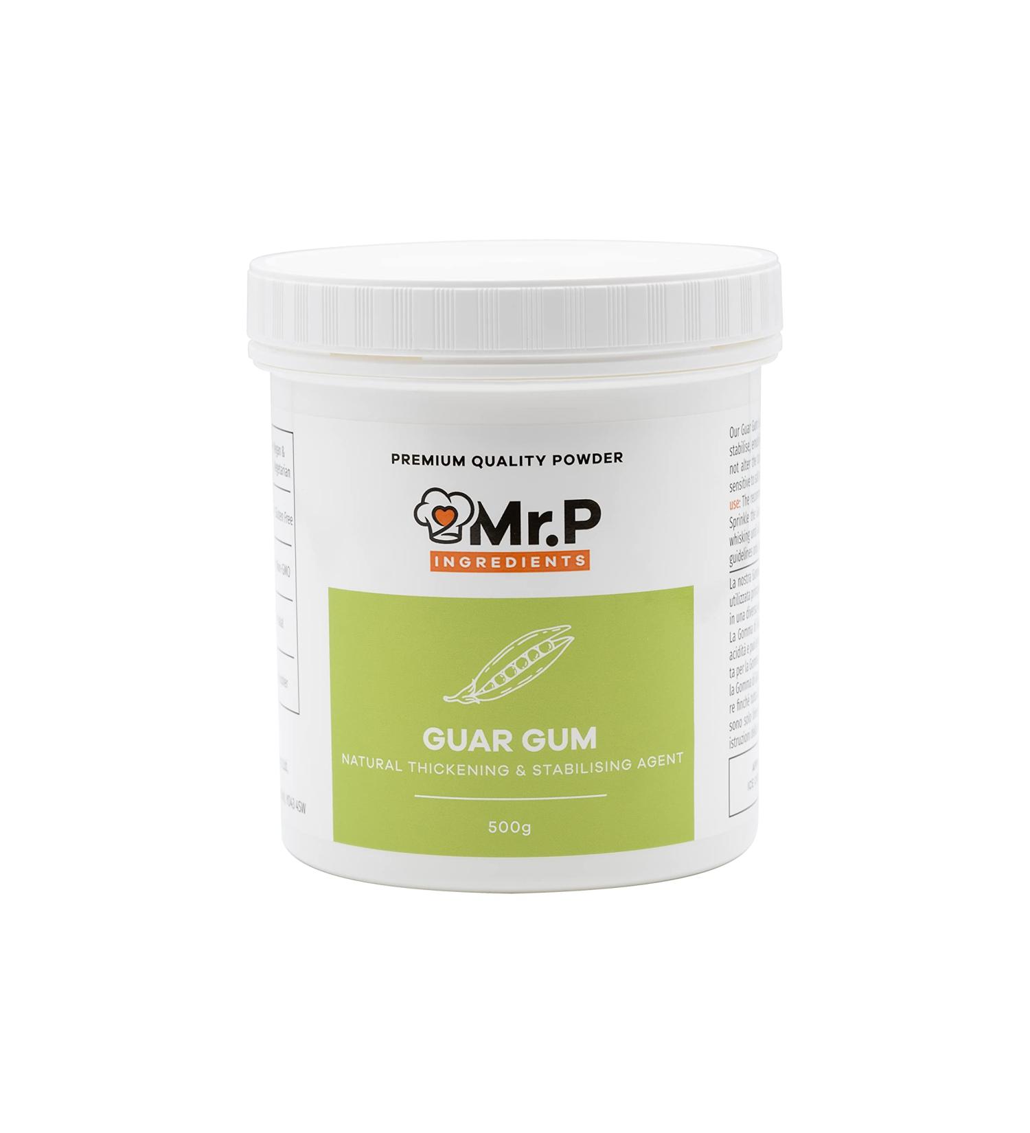 Mr.P Guar Gum 500g Powder - Vegan Thickener & Stabiliser Agent - Halal, Kosher, Gluten Free - Recyclable Pot - 1 Pack - Buy Online on GoSupps.com