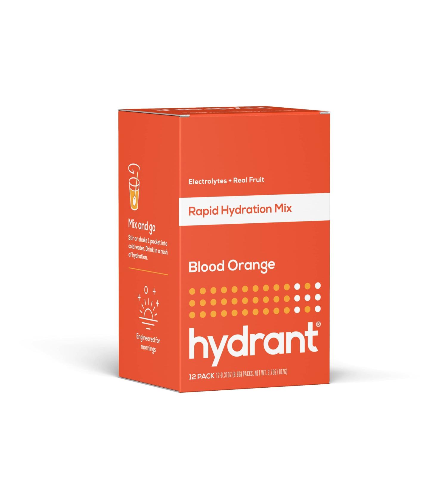 Hydrant Rapid Hydration Drink Mix - Blood Orange - 12 Pack (0.27 oz Each) | Electrolyte Supplement - Buy Online on GoSupps.com