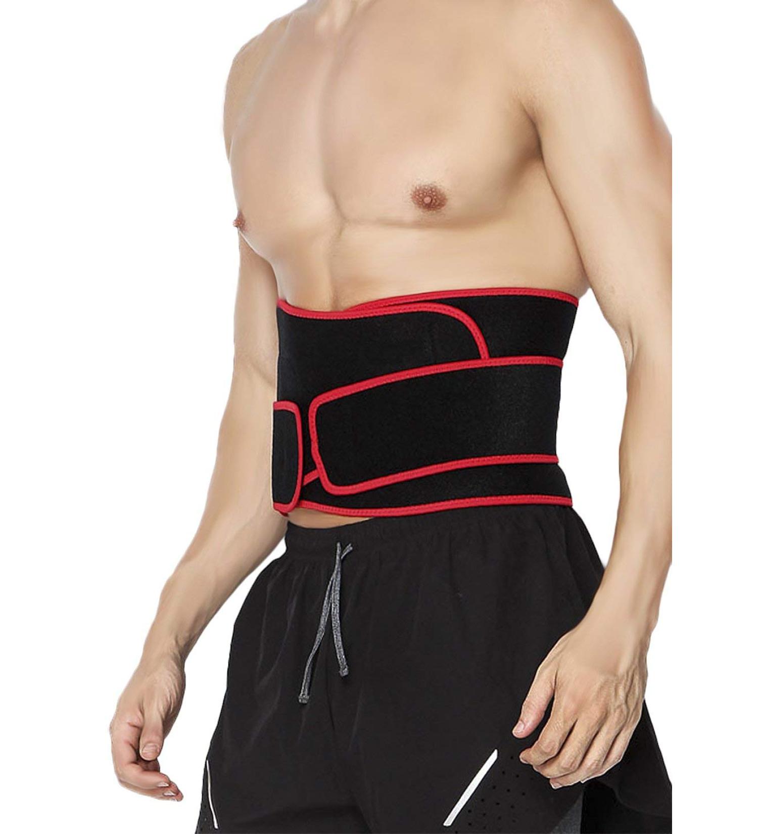 Buy FakeFace Unisex Compression Waist Trimmer Belt - Adjustable Neoprene Back Support for Weight Loss & Slimming - Breathable Kidney Binder - Black & Red - Buy Online on GoSupps.com