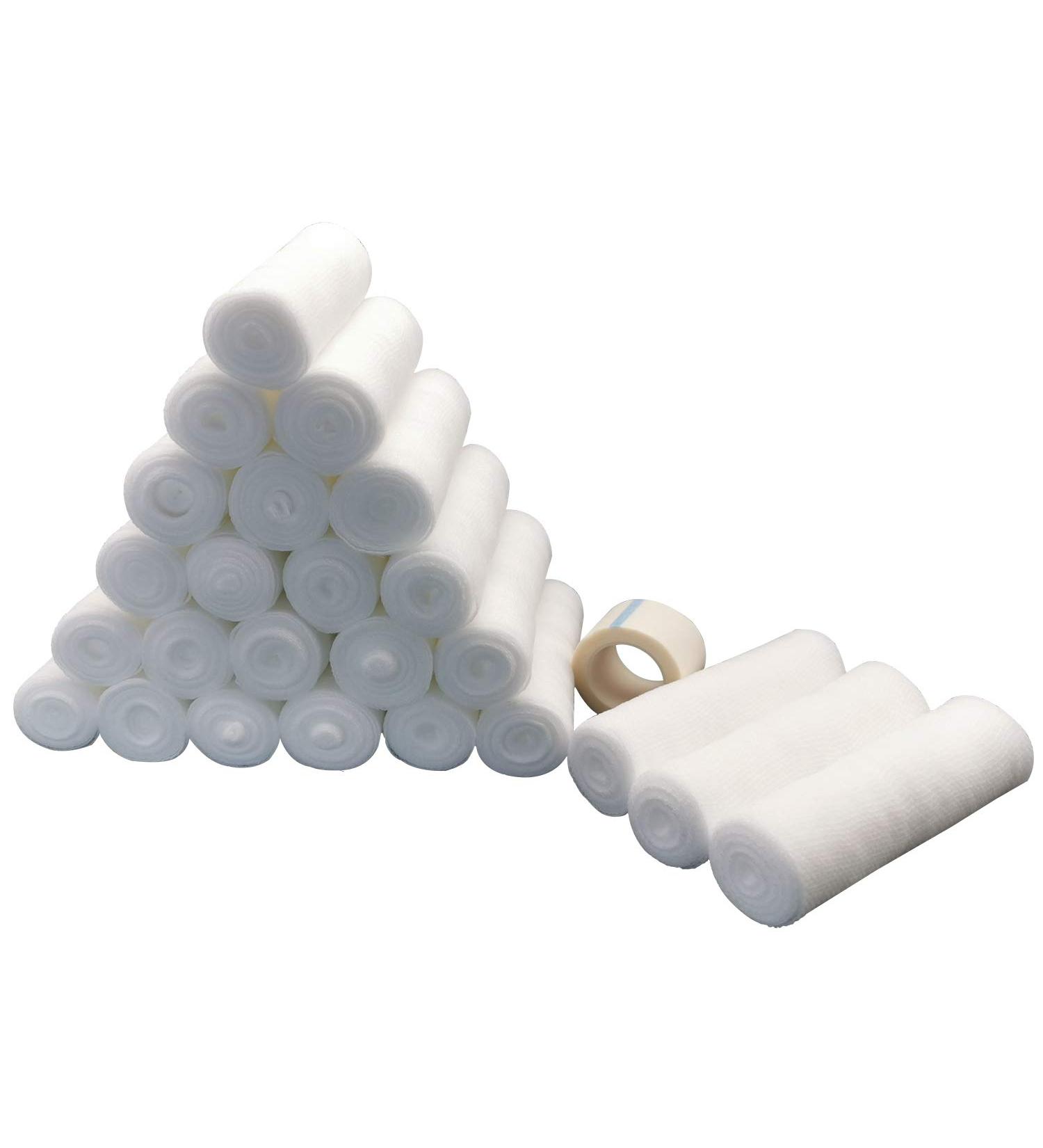 ZJCCTO Medical 24 Bulk Gauze Stretch Bandage Roll 4 Inch x 4 Yards - Premium Cloth Bandage for First Aid Supplies - Buy Online on GoSupps.com