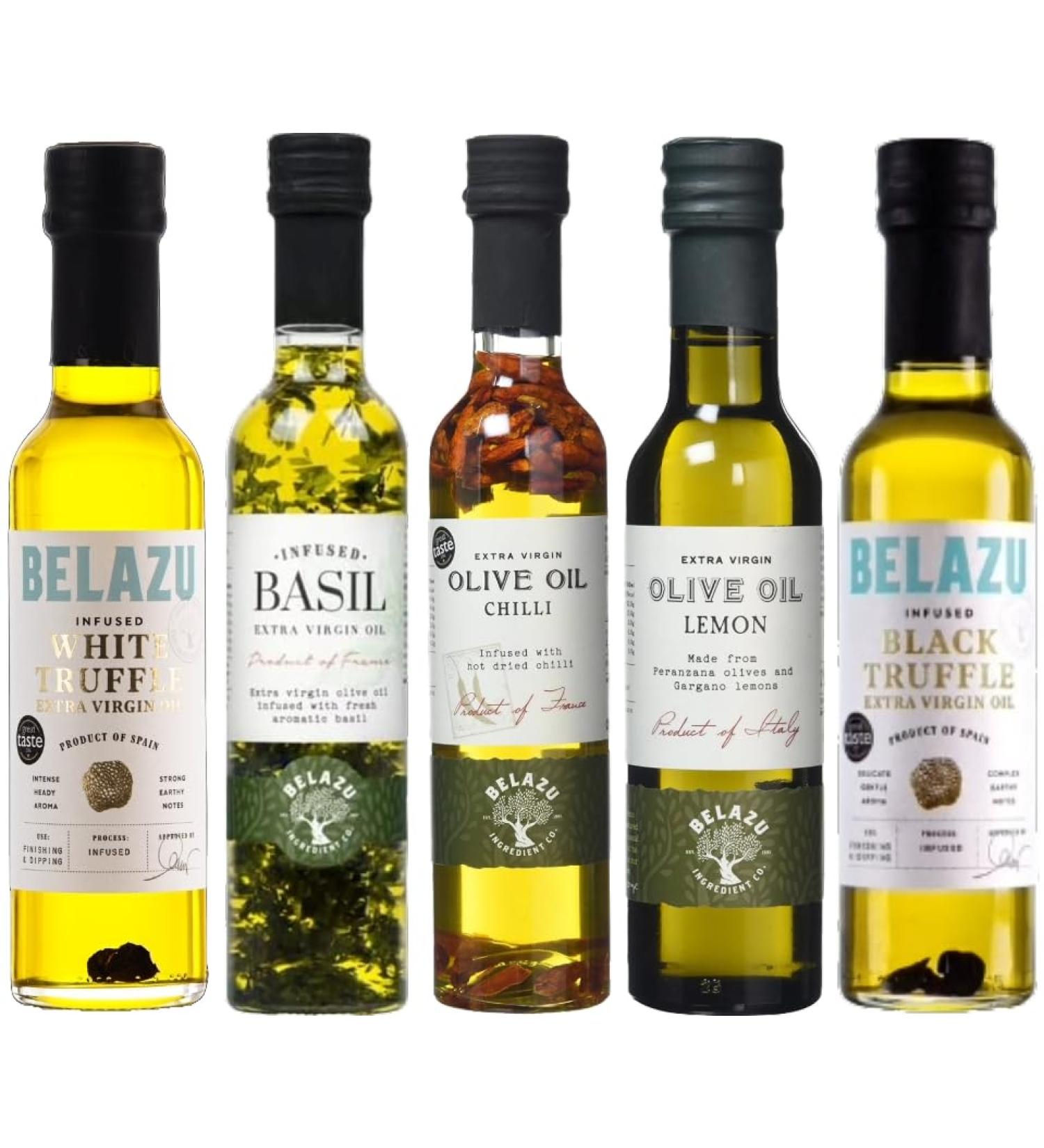 Belazu Oil Bundle (WHITE BLACK LEMON CHILLI BASIL) 5 x 250ml - Buy Online on GoSupps.com