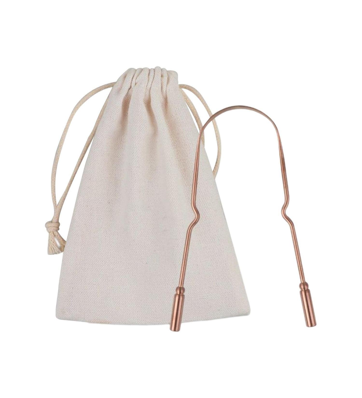 Buy Tsuchiya Tongue Scraper | Stainless Steel U-Shaped Ergonomic Mouth Cleaner for Bad Breath | Antique Copper Bag Included - International Shipping - Buy Online on GoSupps.com