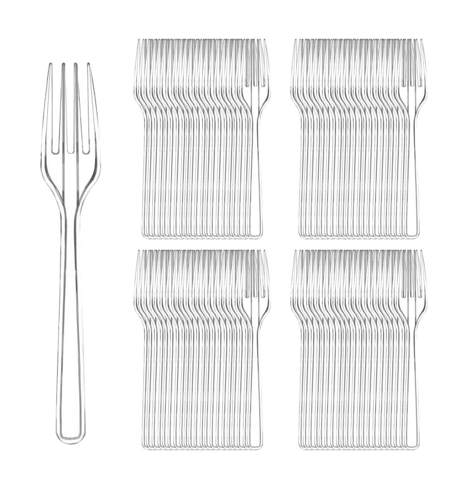 100 Pcs Clear Plastic Forks Bulk 4.5 inch Length Sturdy and Durable Disposable Forks for Party Picnic Barbecue Restaurant Dinner Dessert - Buy Online on GoSupps.com