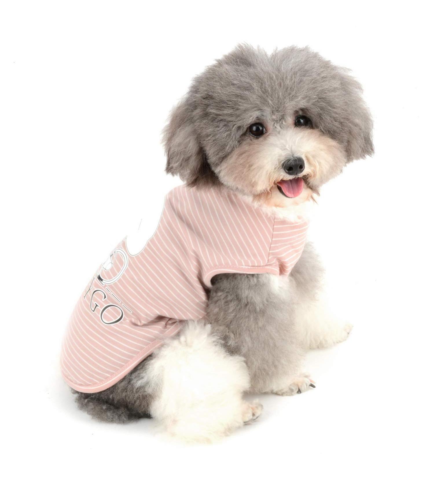 ZUNEA Dog T-Shirts for Small Dogs - Summer Stripes Soft Cotton Cute Pink Tank for Puppies & Cats - Buy Online on GoSupps.com
