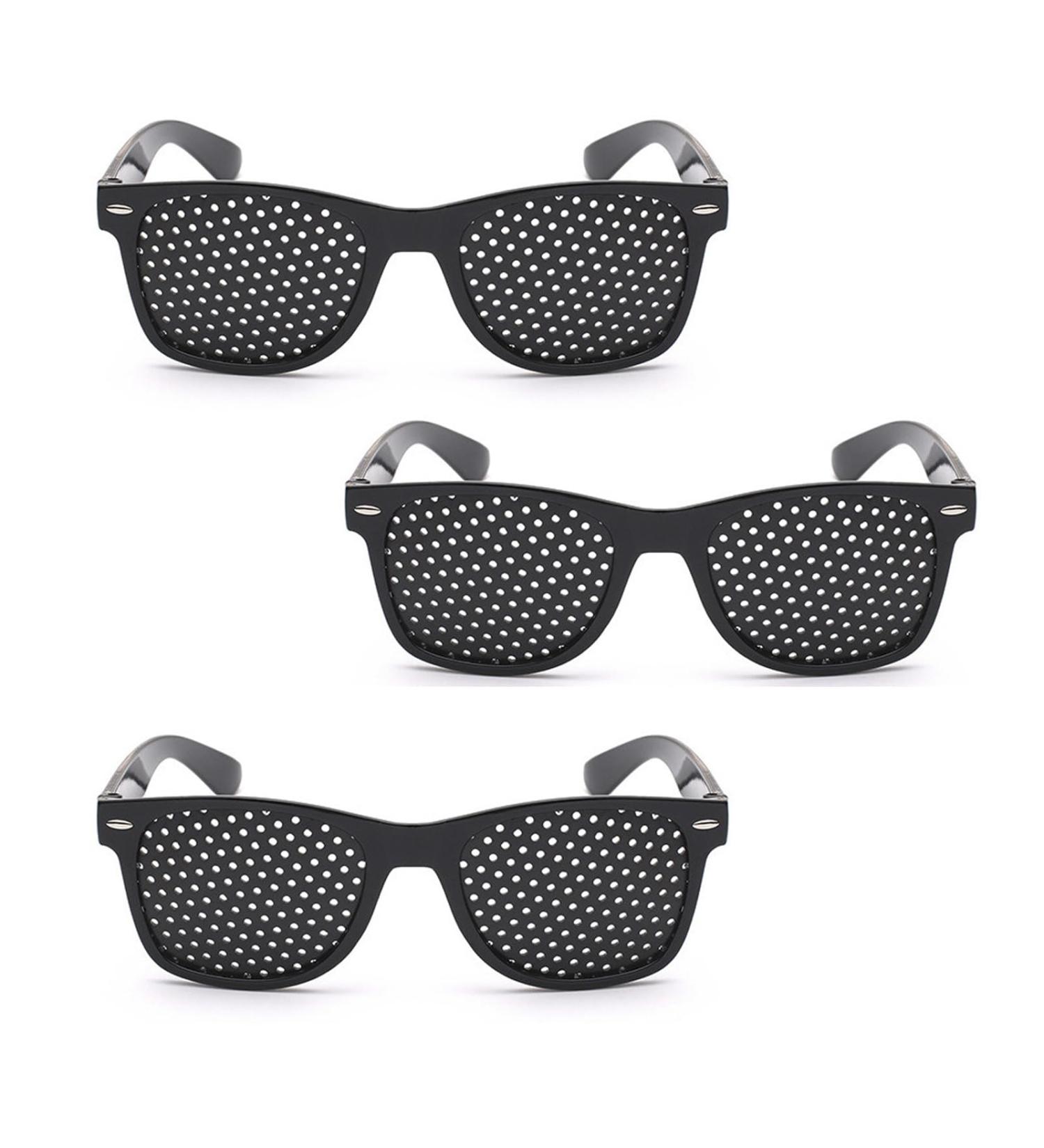 3 Pieces Eye Trainers: Perforated Glasses for Vision Improvement & Relaxation | Foldable & Comfortable Black Raster Glasses - Buy Online on GoSupps.com