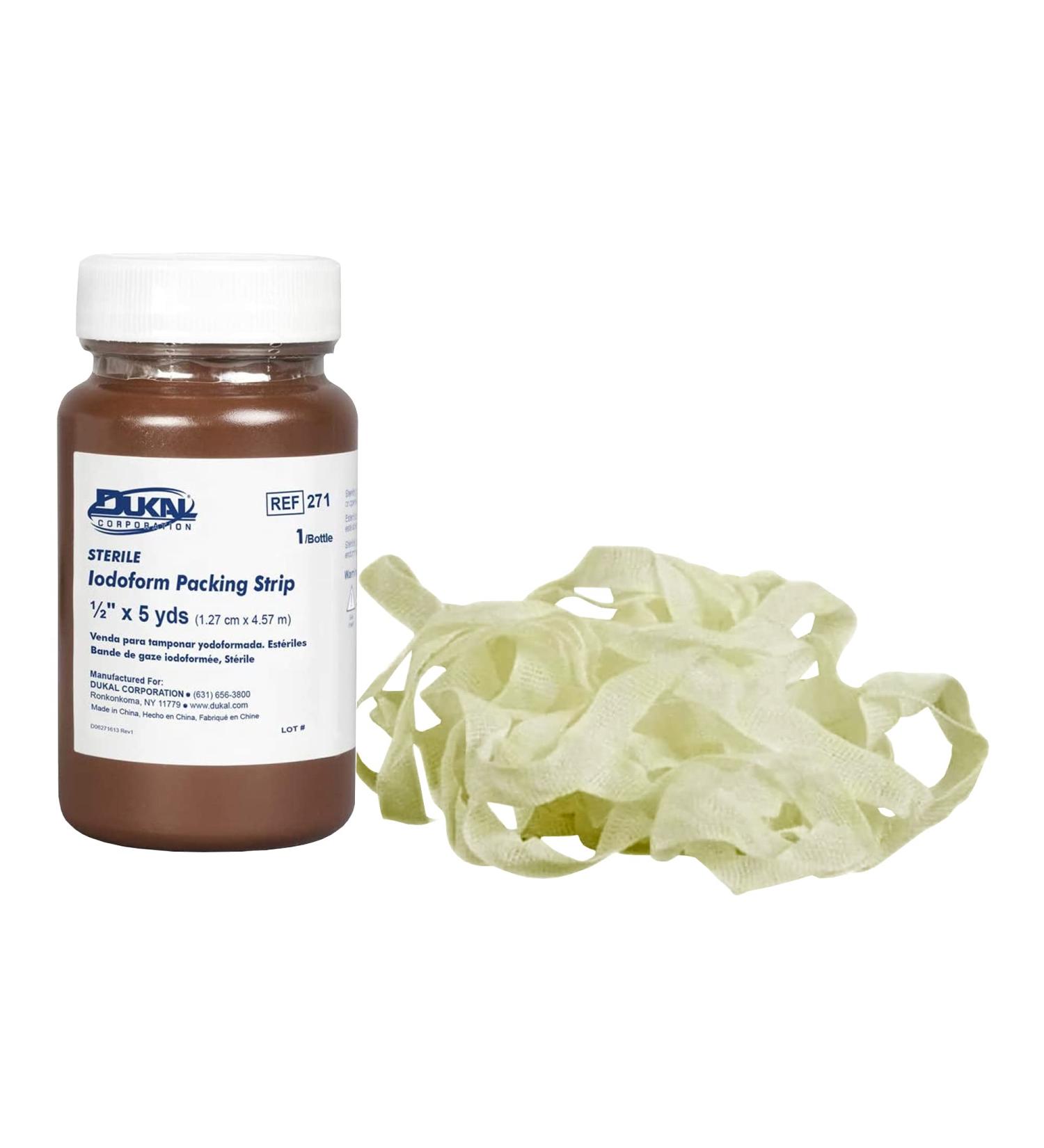 Dukal Iodoform Impregnated Wound Packing Strips 1/2 x 5 Yards - Sterile Gauze for Infected Wounds - Buy Online on GoSupps.com