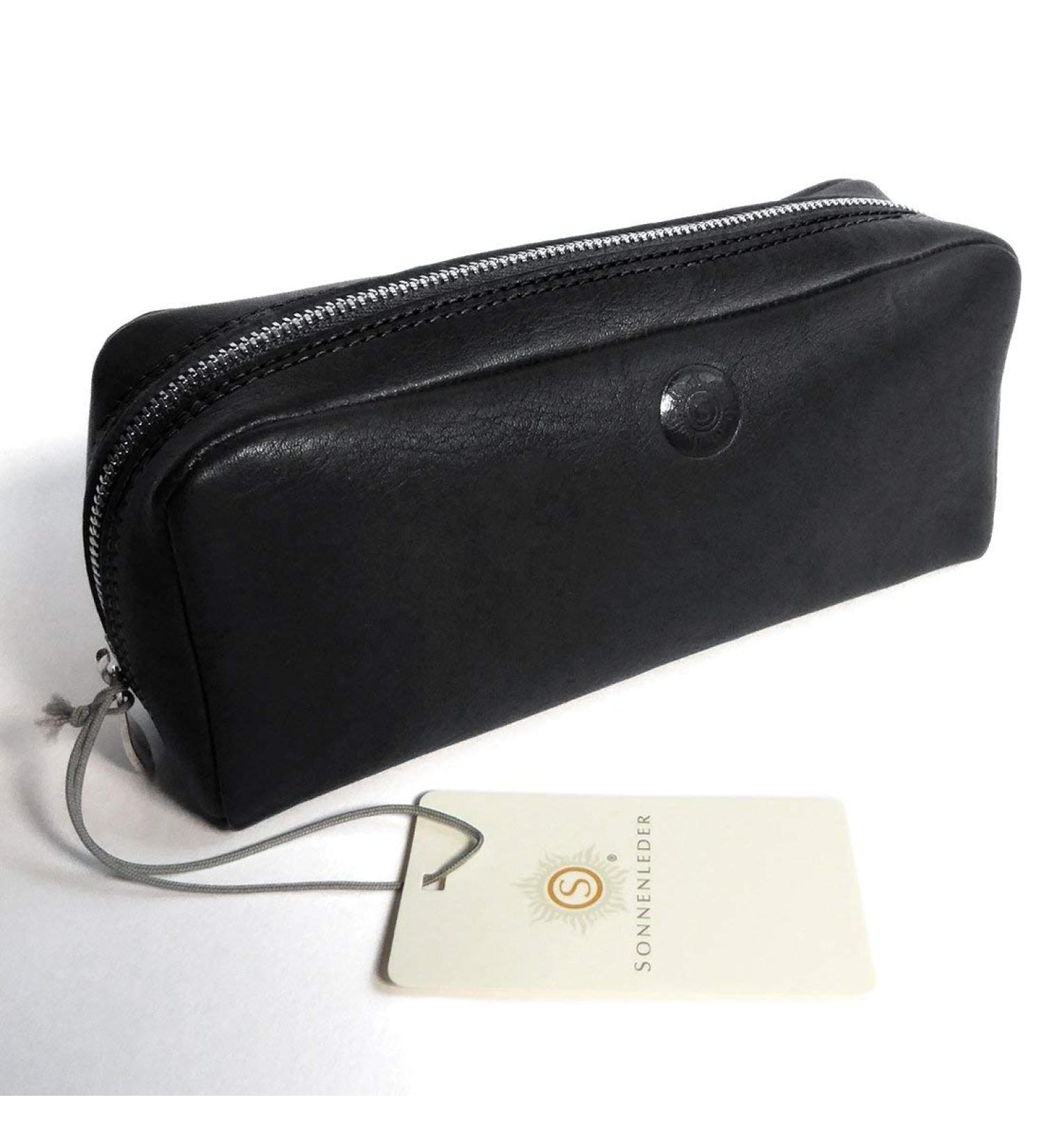 SONNENLEDER - high-quality cosmetic bag "FASCHINA" (with logo) Color: Black *Genuine leather*