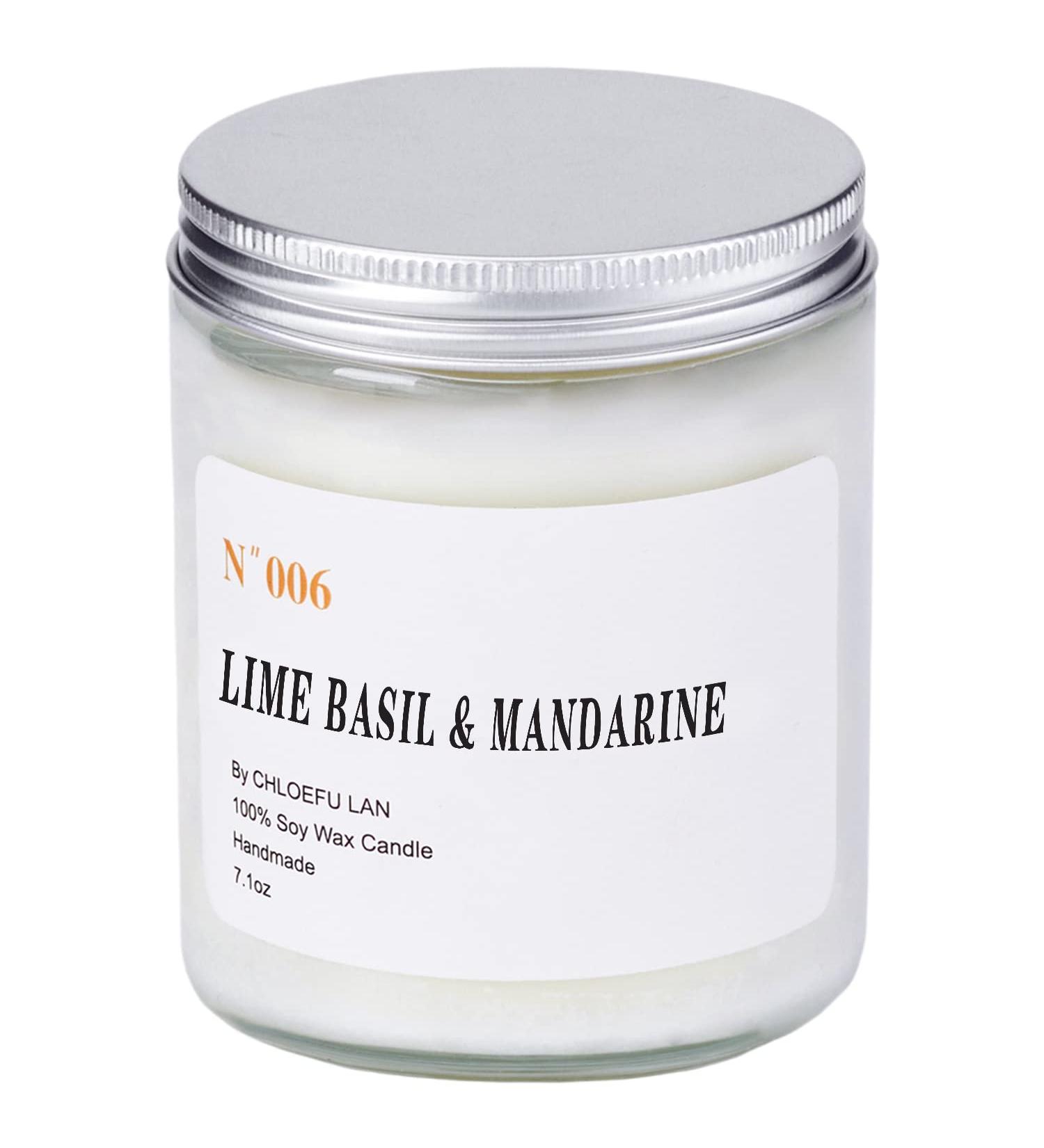 Chloefu LAN (Lime Basil & Mandarin) 7oz Soy Scented Candle | Luxury Gift for Both Men & Women | Organic, Highly Scented | 45 Hour Burn Time - Buy Online on GoSupps.com