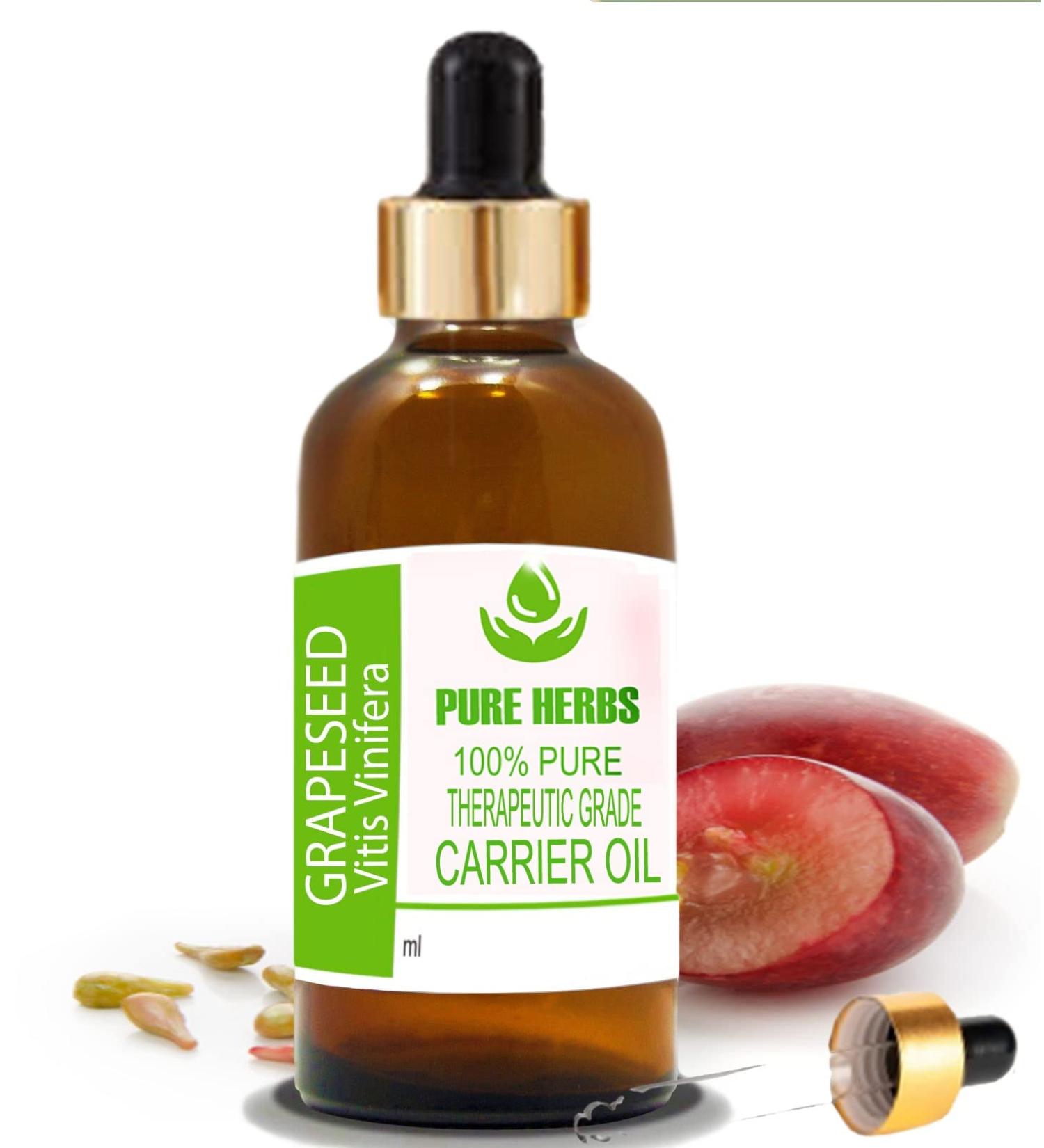 Pure Herbs Grape Seed Oil 30ml | Natural Therapeutic Carrier Oil | Vitis Vinifera - Shop Internationally - Buy Online on GoSupps.com