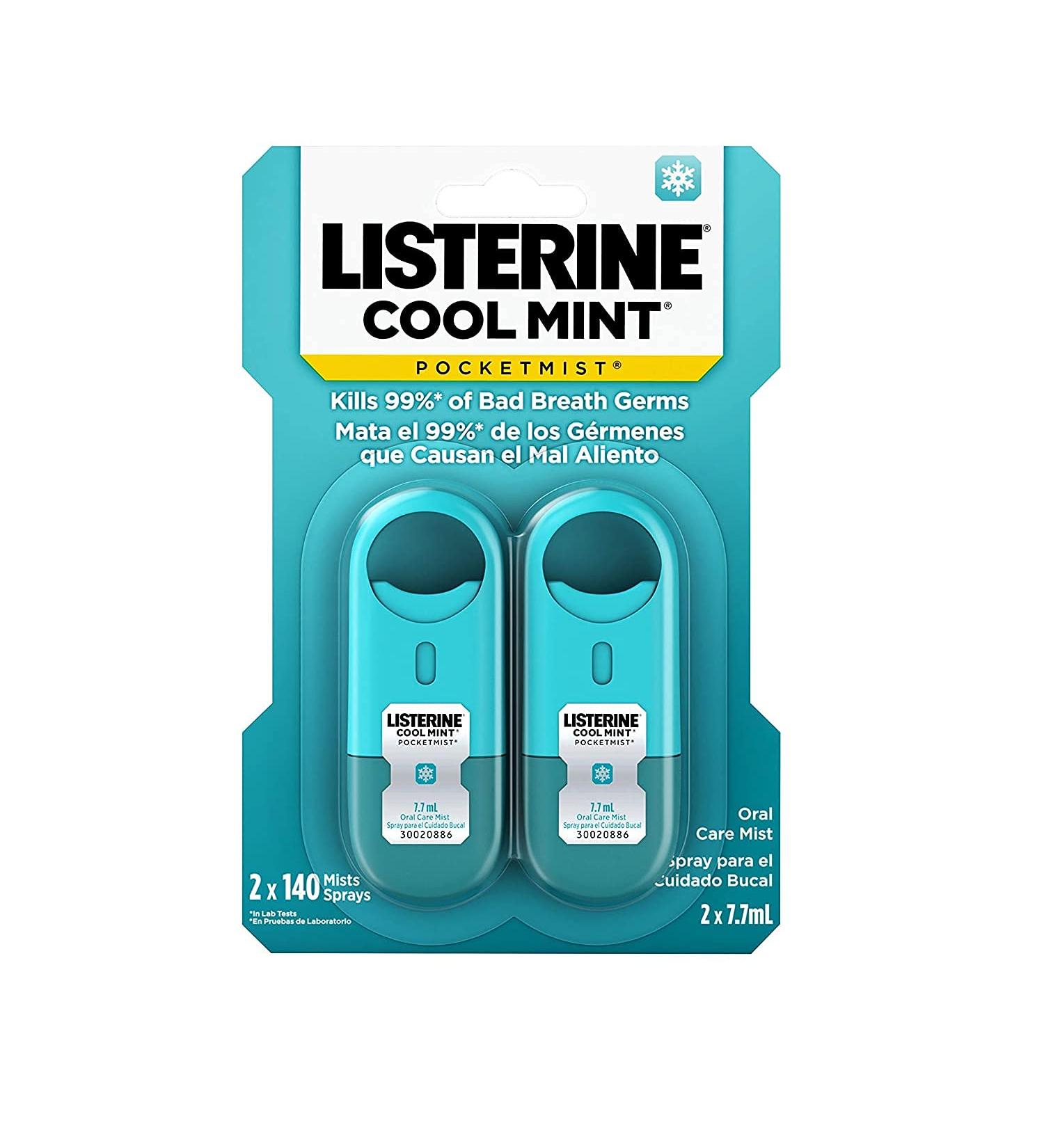 Listerine Pocketmist Cool Mint 2-Count - Pack of 6 | Convenient Refreshing Breath Spray - Buy Online on GoSupps.com