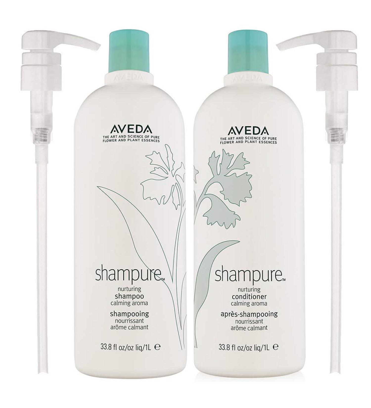 Aveda Shampure Nurturing Shampoo & Conditioner Set + 2 Pumps - Liter Size - Buy Online on GoSupps.com