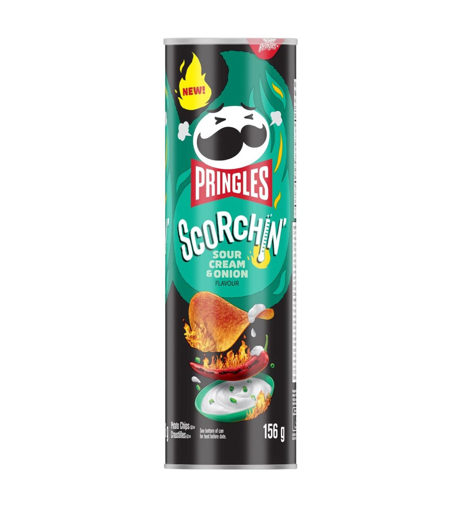Pringles* Scorchin * Sour Cream & Onion Flavour Potato Chips 156 g Scorchin * Sour Cream & Onion Flavour 156 g (Pack of 1) - Buy Online on GoSupps.com