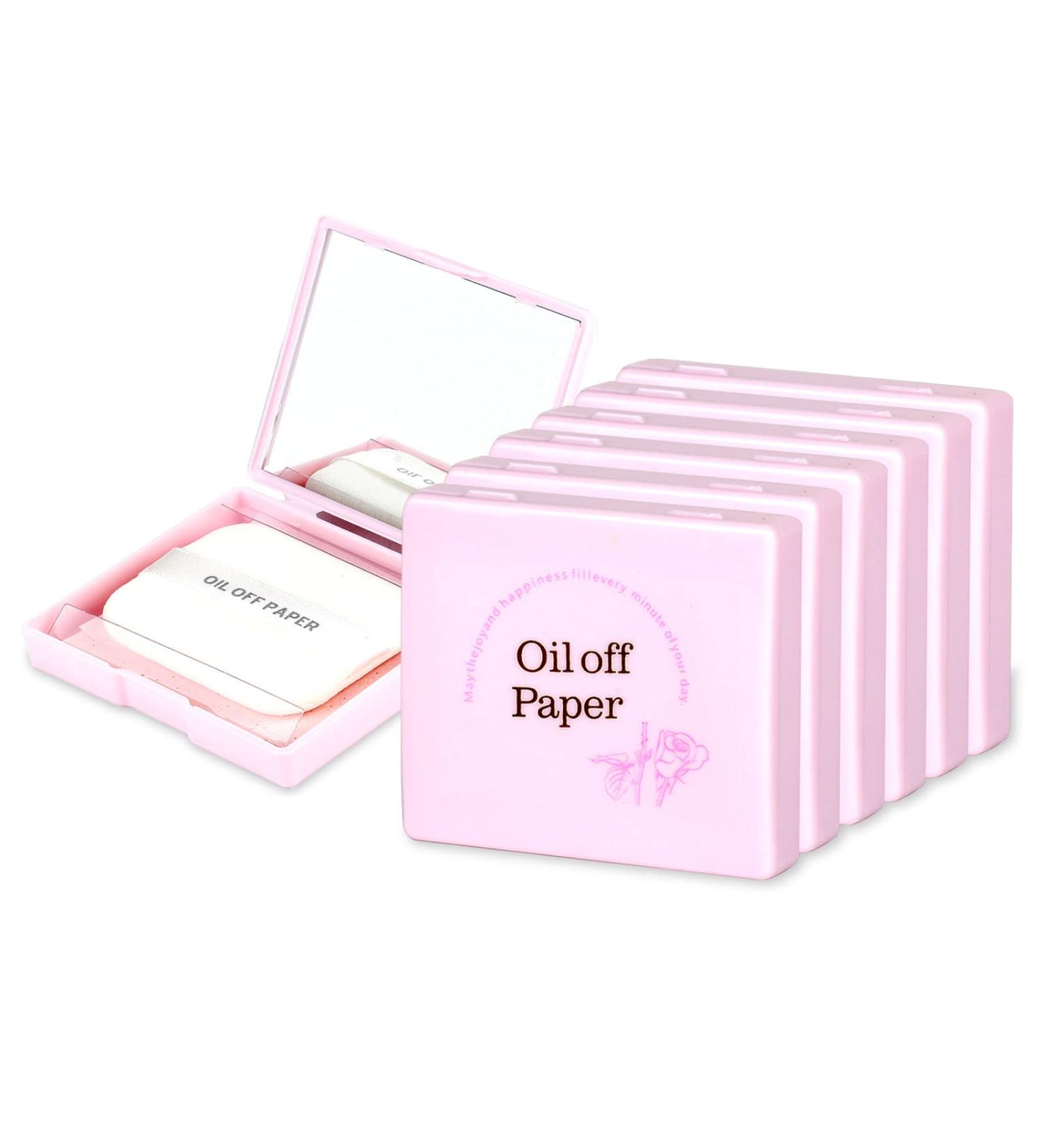 Rose Oil Absorbing Sheets - 480Pcs/6Boxs Face Blotting Papers with Mirror Case & Makeup Puff - Natural Hemp Oil Off Paper for Home, Office, Travel - Buy Online on GoSupps.com