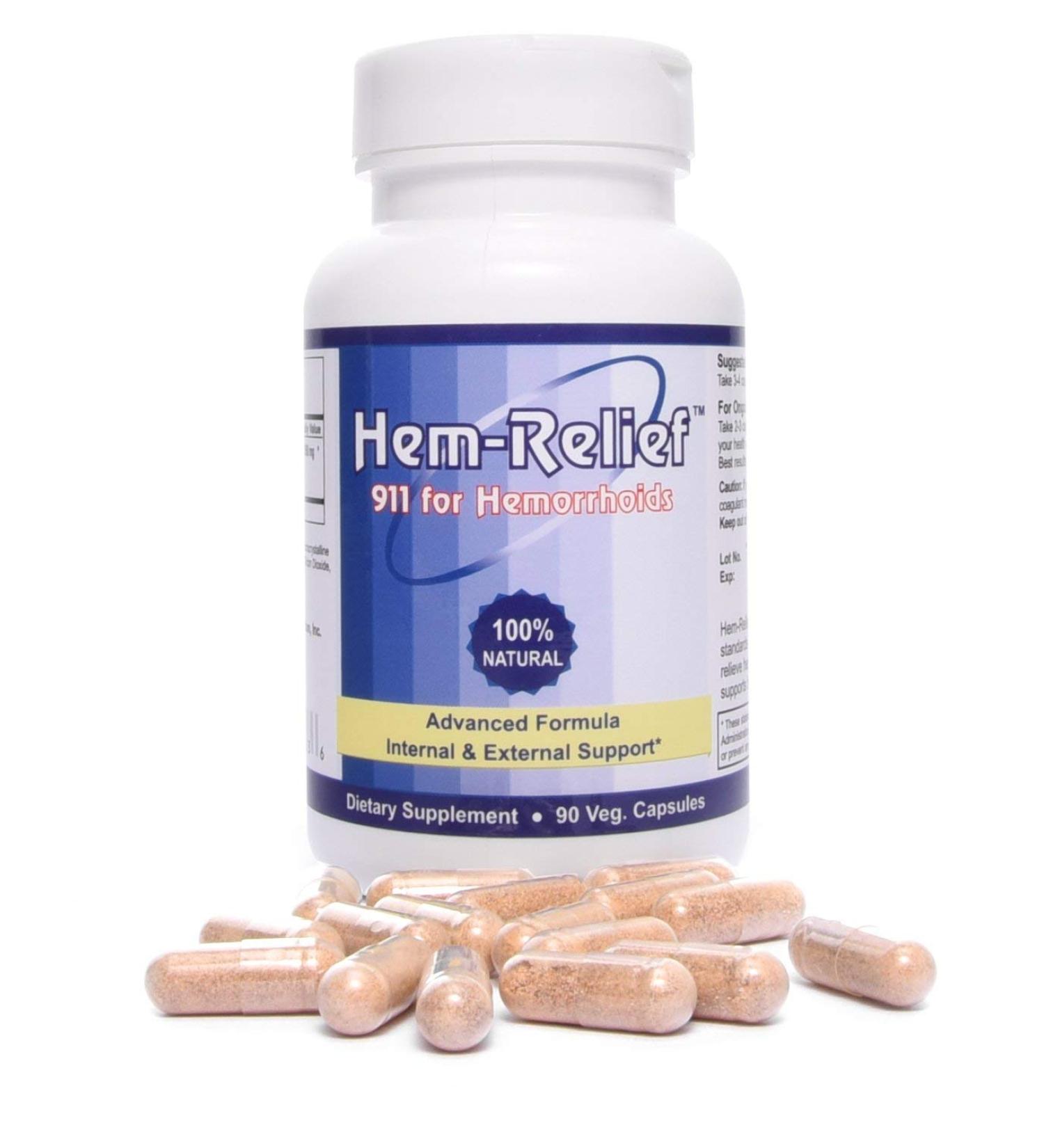Hem-Relief 911 for Hemorrhoids by Western Herbal and Nutrition | 100% Natural Formula | Fast Relief for Pain, Itching, and Burning | Internal & External Treatment | 90 Vegetarian Caps - Buy Online on GoSupps.com