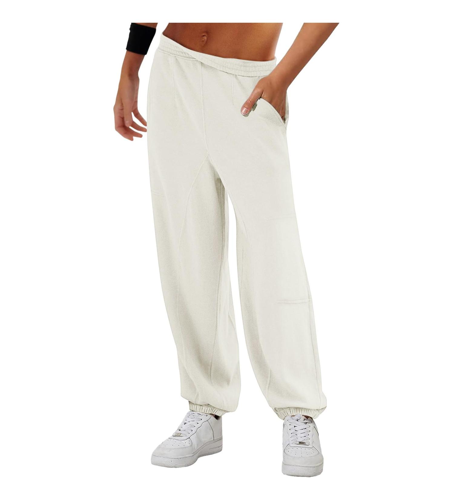 Women's Comfy Sport Gym Jogger Sweatpant Drawstring High Waist Trouser Causal Jogging Lounge Pants Jogging Bottoms Activewear 3260-ibzdv-c-white S - Buy Online on GoSupps.com